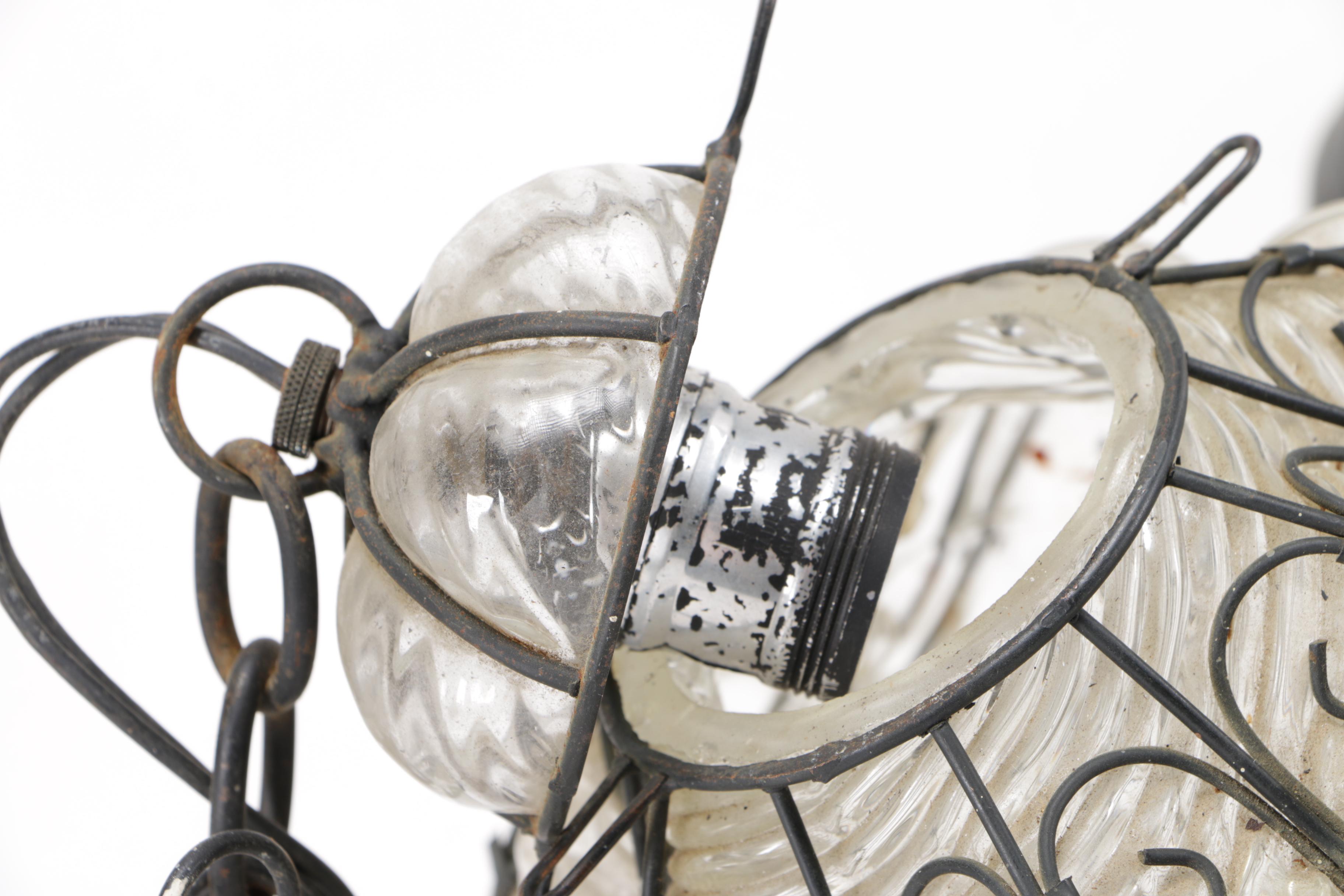 Venetian Style Clear Glass and Wrought Iron Lanterns