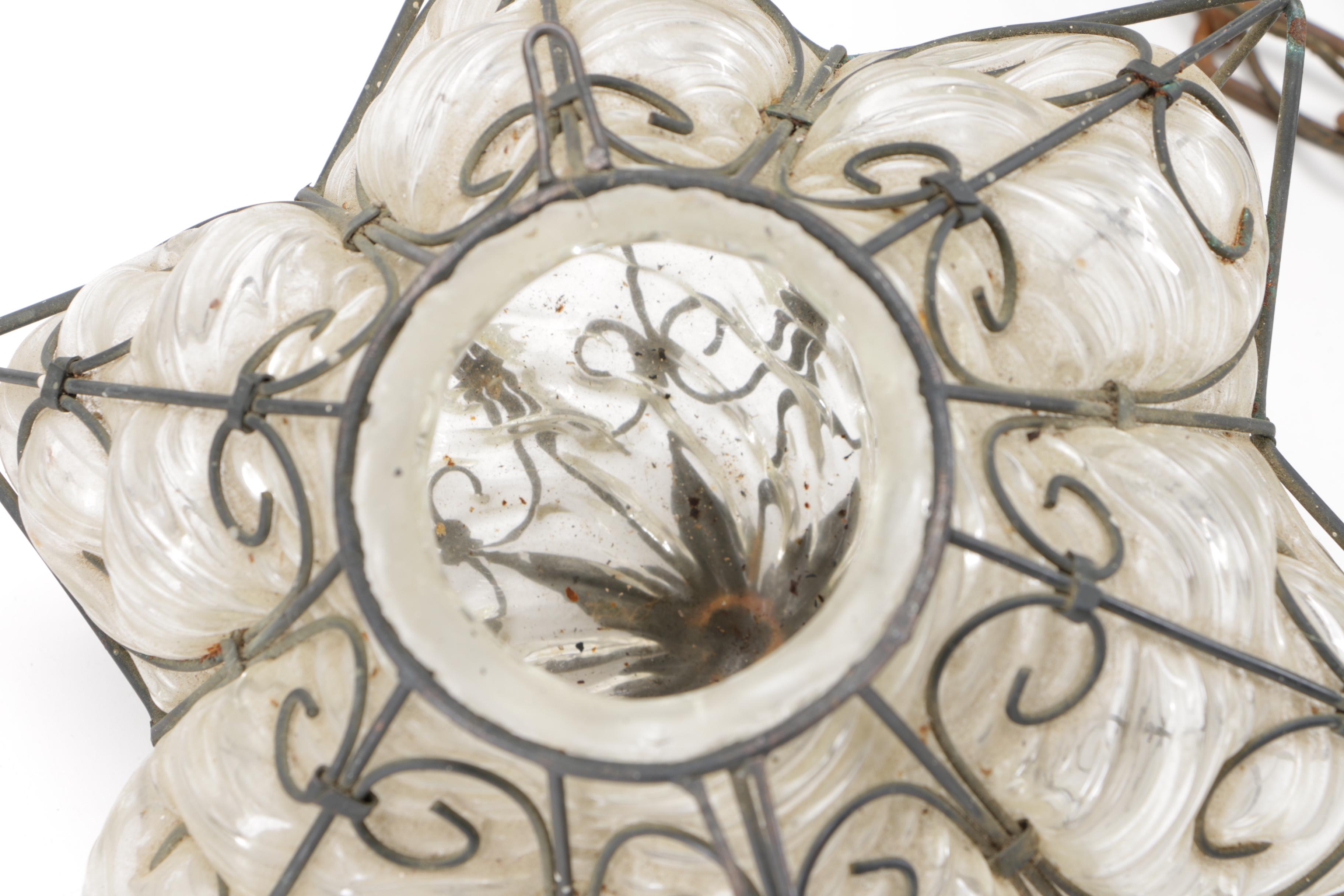 Venetian Style Clear Glass and Wrought Iron Lanterns