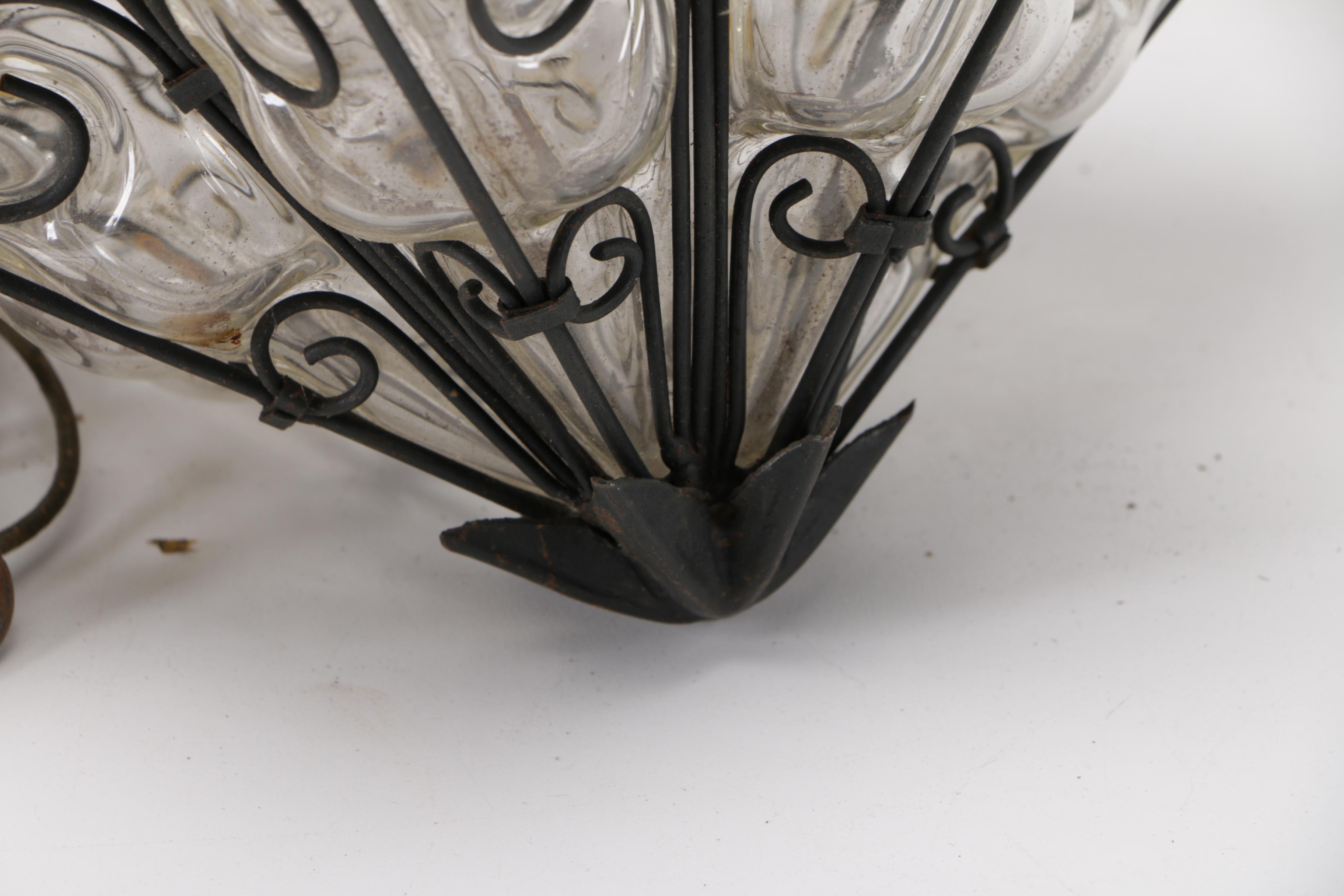 Venetian Style Clear Glass and Wrought Iron Lanterns