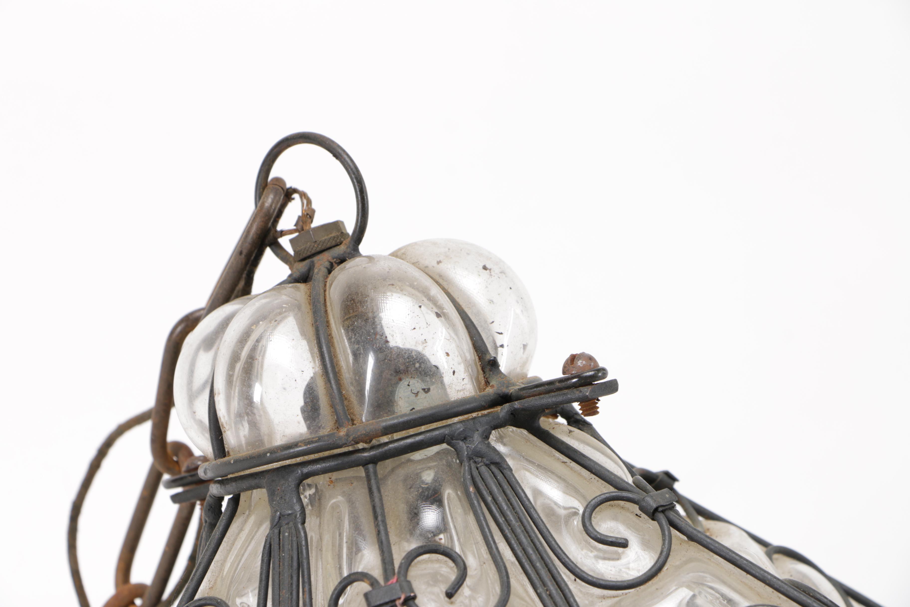 Venetian Style Clear Glass and Wrought Iron Lanterns