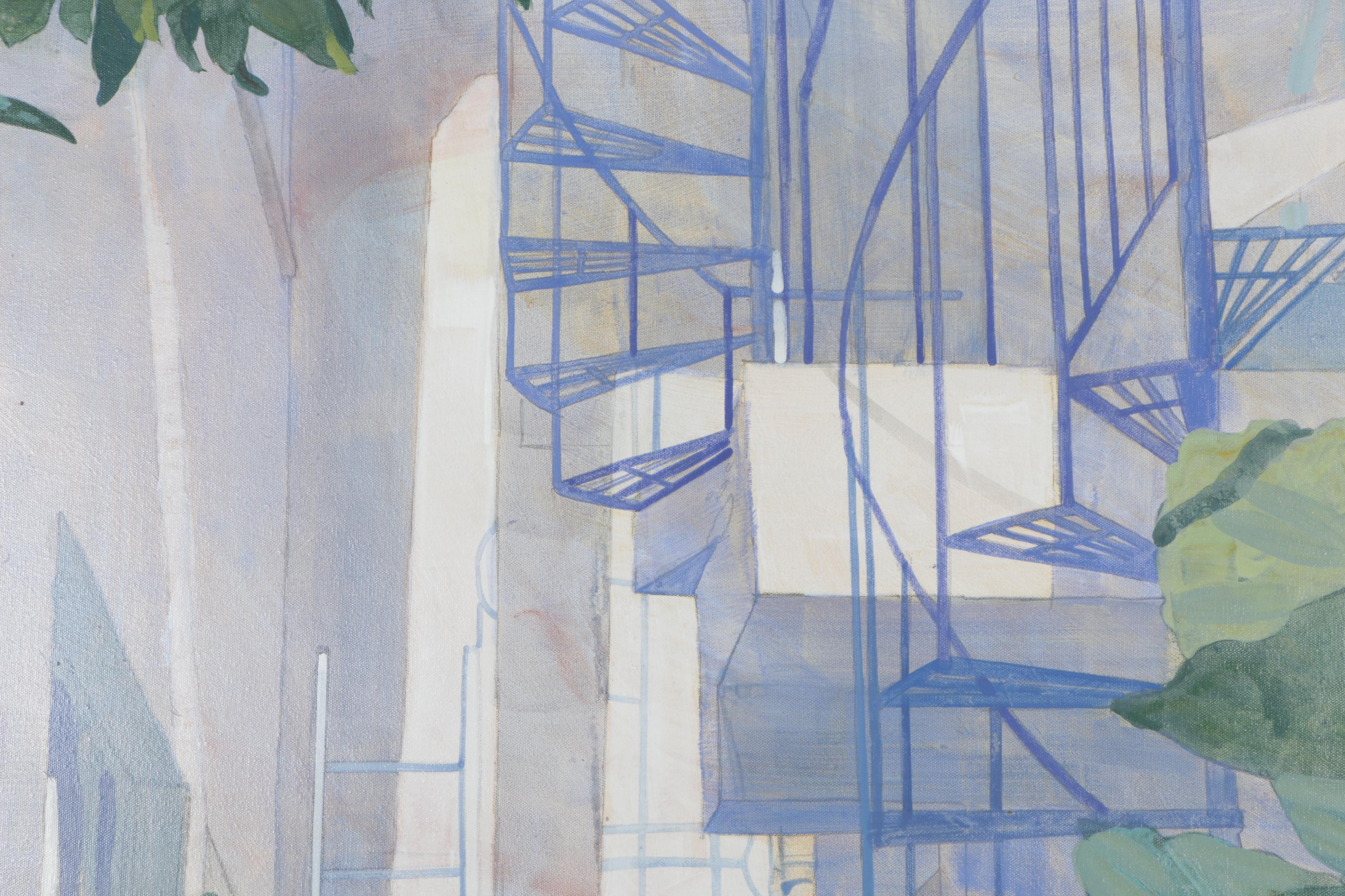 WIlliam Benecke Oil on Canvas "Sunlit Patio"