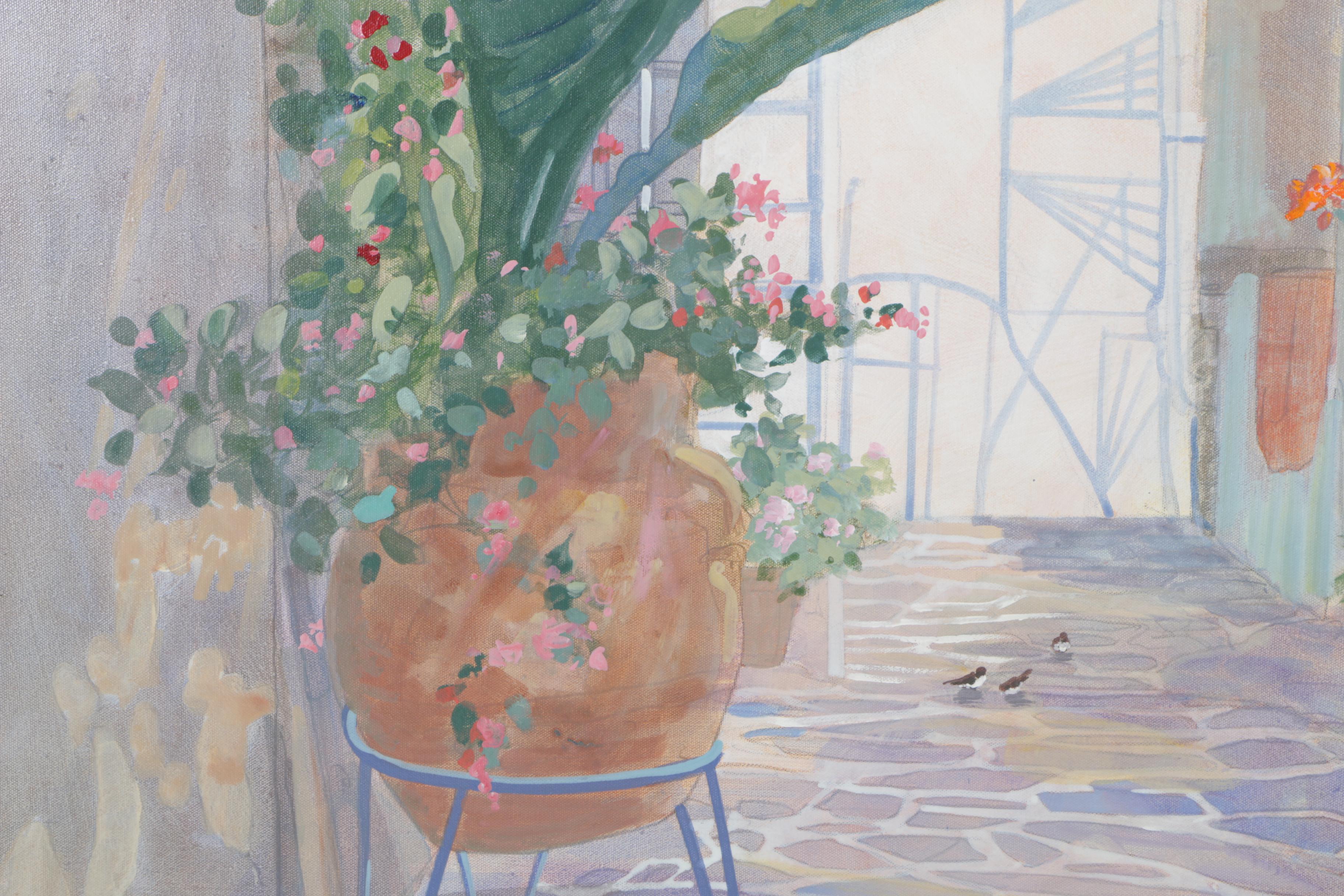 WIlliam Benecke Oil on Canvas "Sunlit Patio"