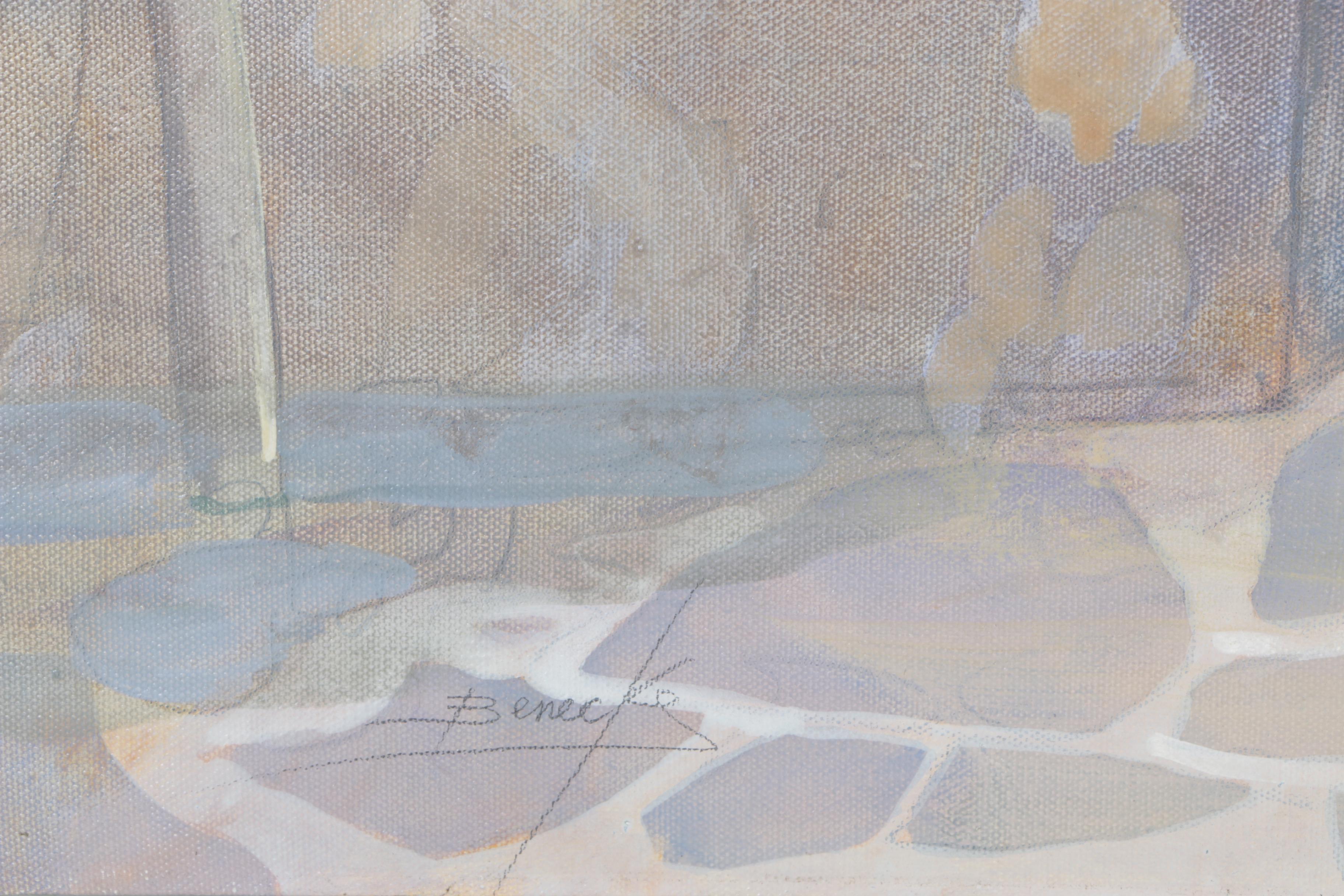 WIlliam Benecke Oil on Canvas "Sunlit Patio"