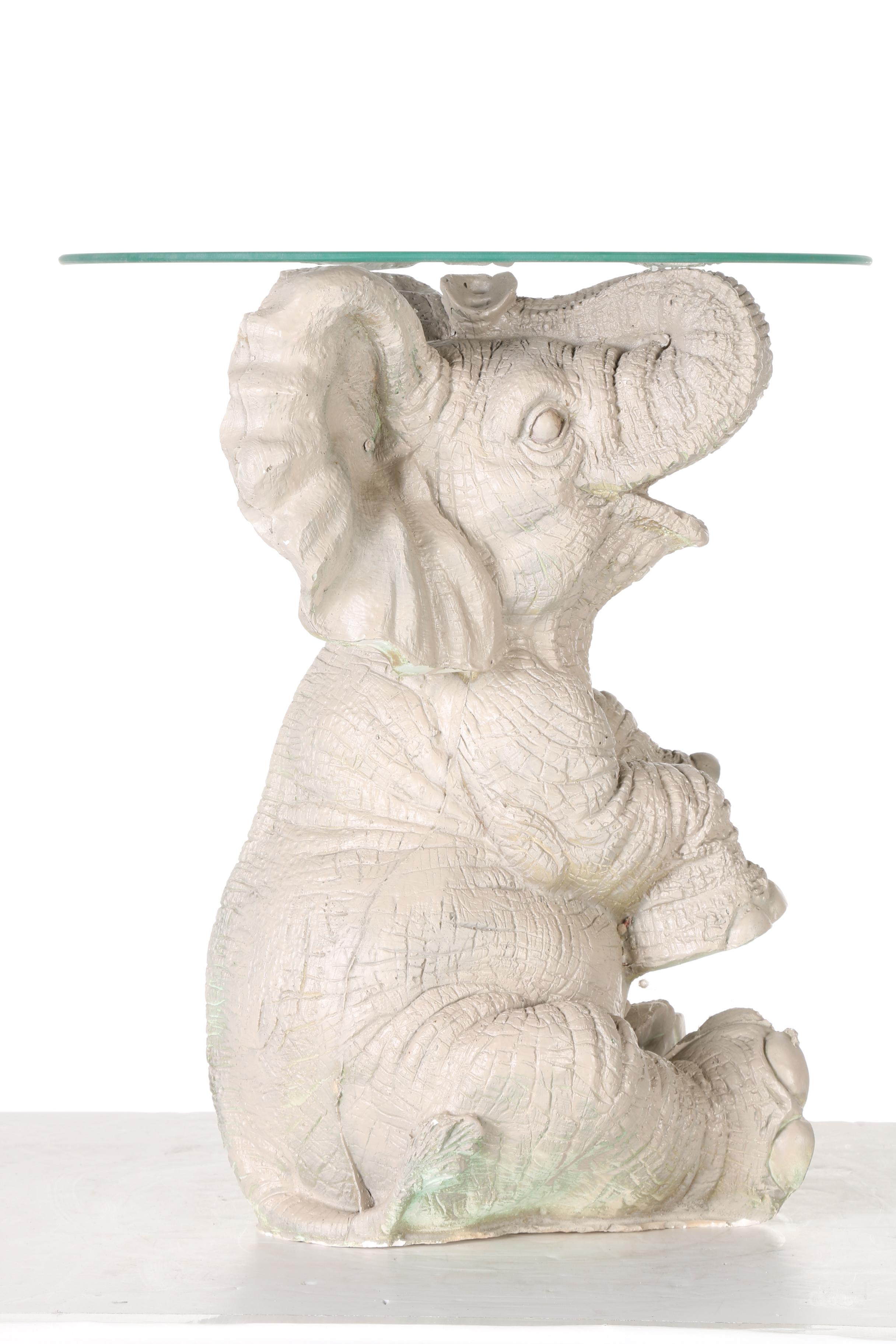 Elephant Side Table with Glass Top