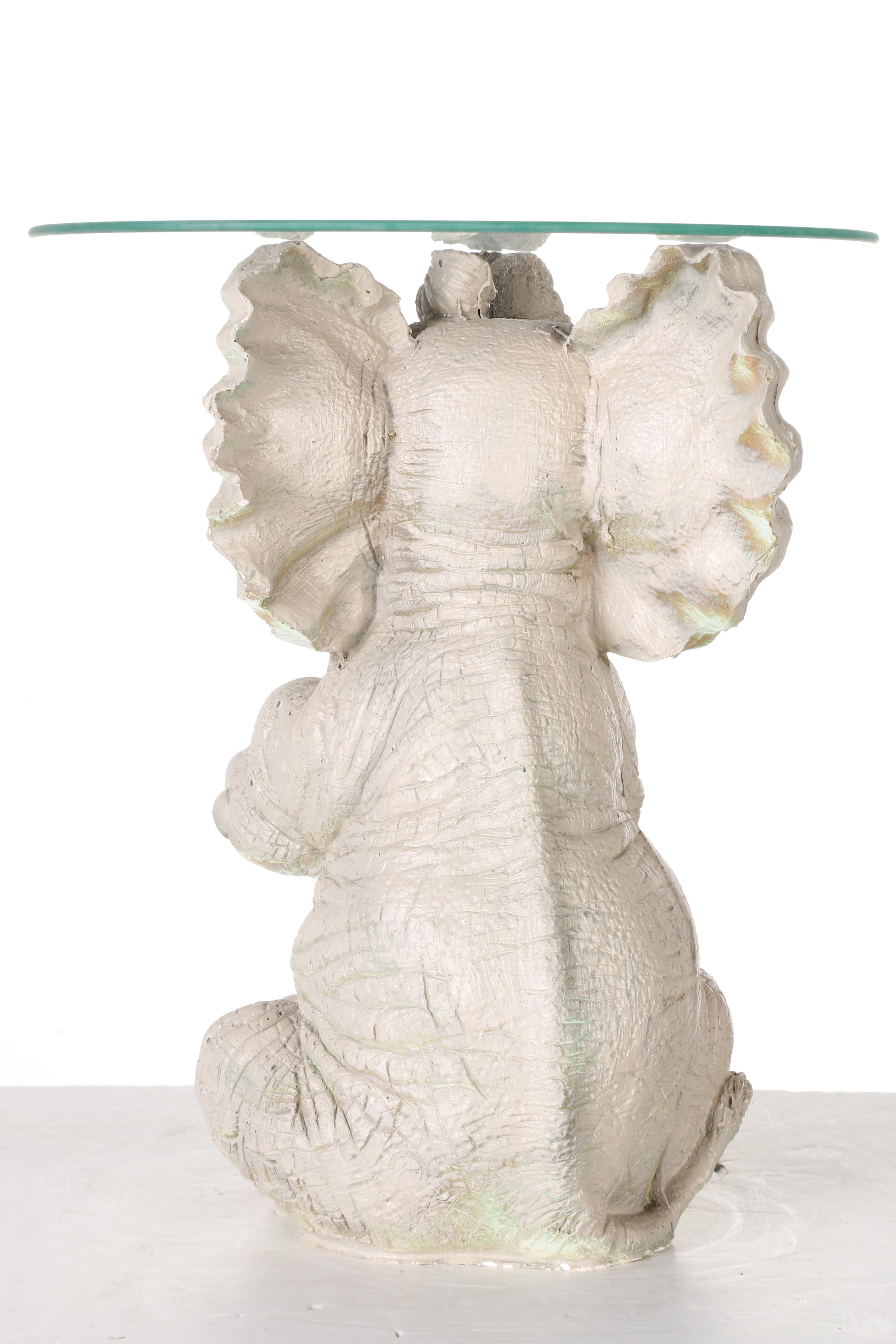 Elephant Side Table with Glass Top