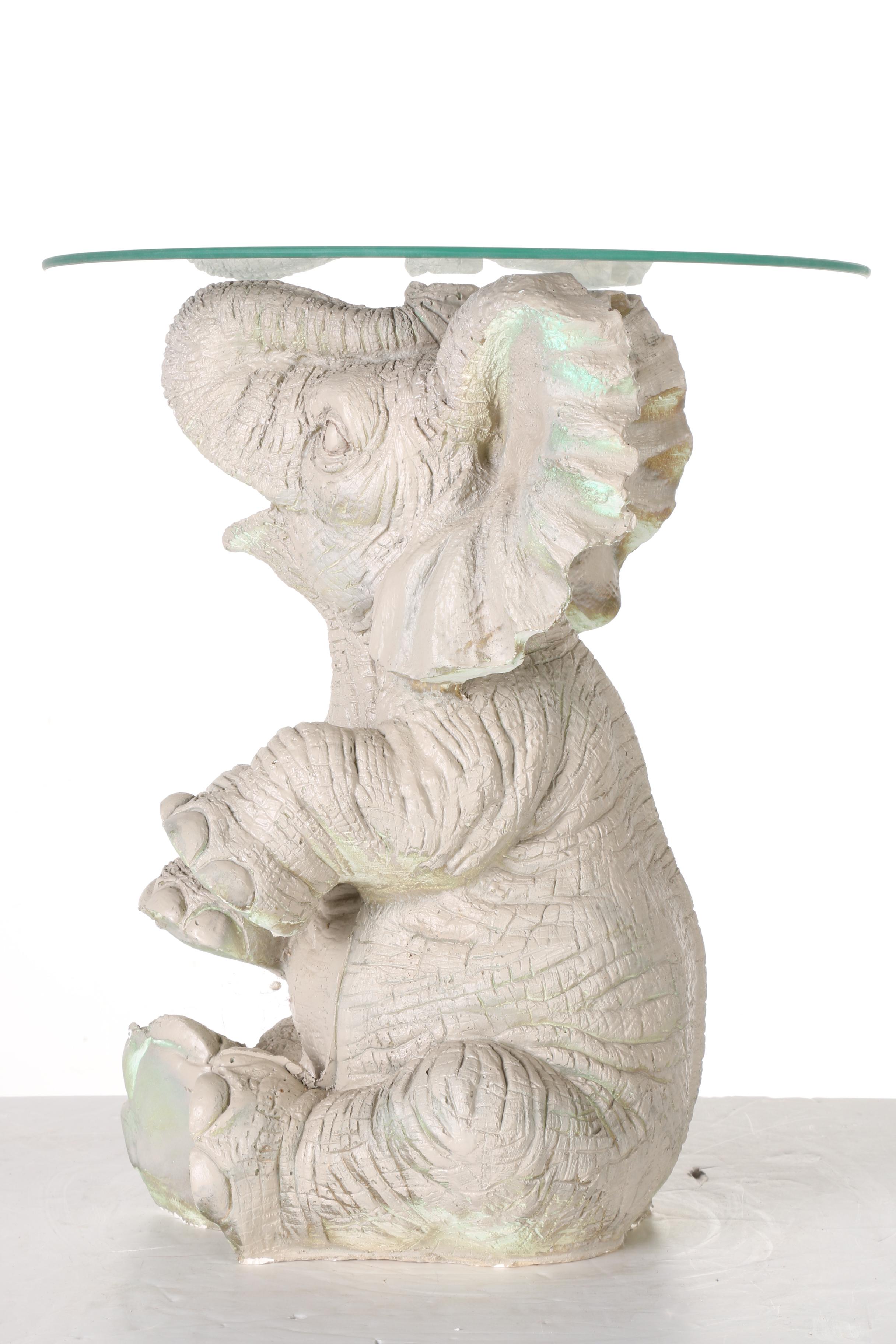 Elephant Side Table with Glass Top