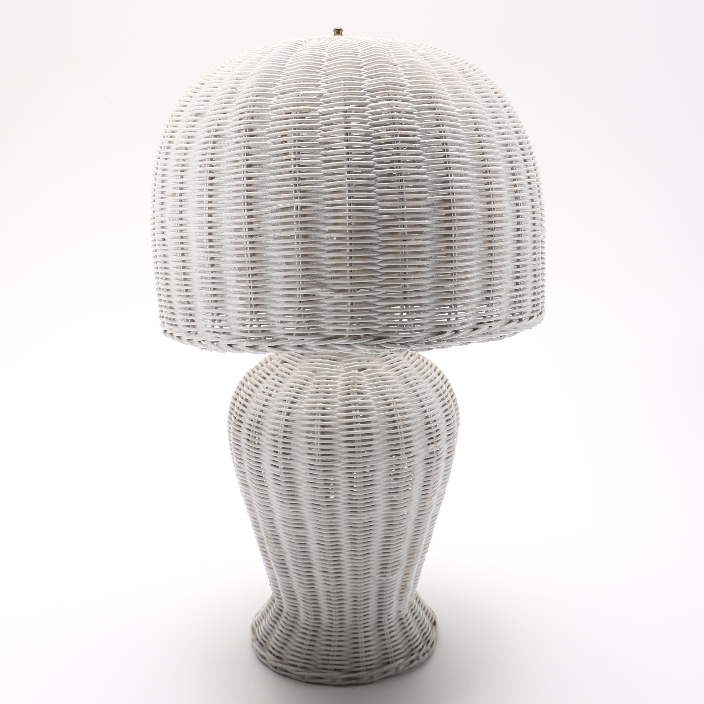 White Wicker Table Lamp