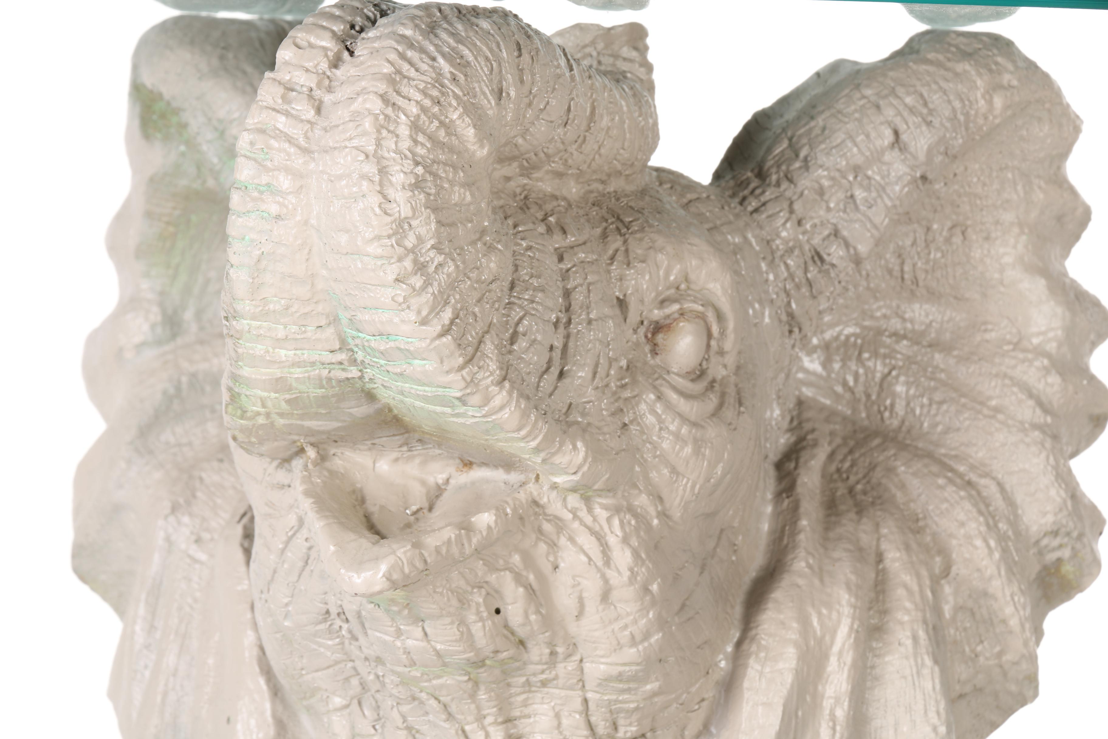 Glass Side Table With Elephant Base