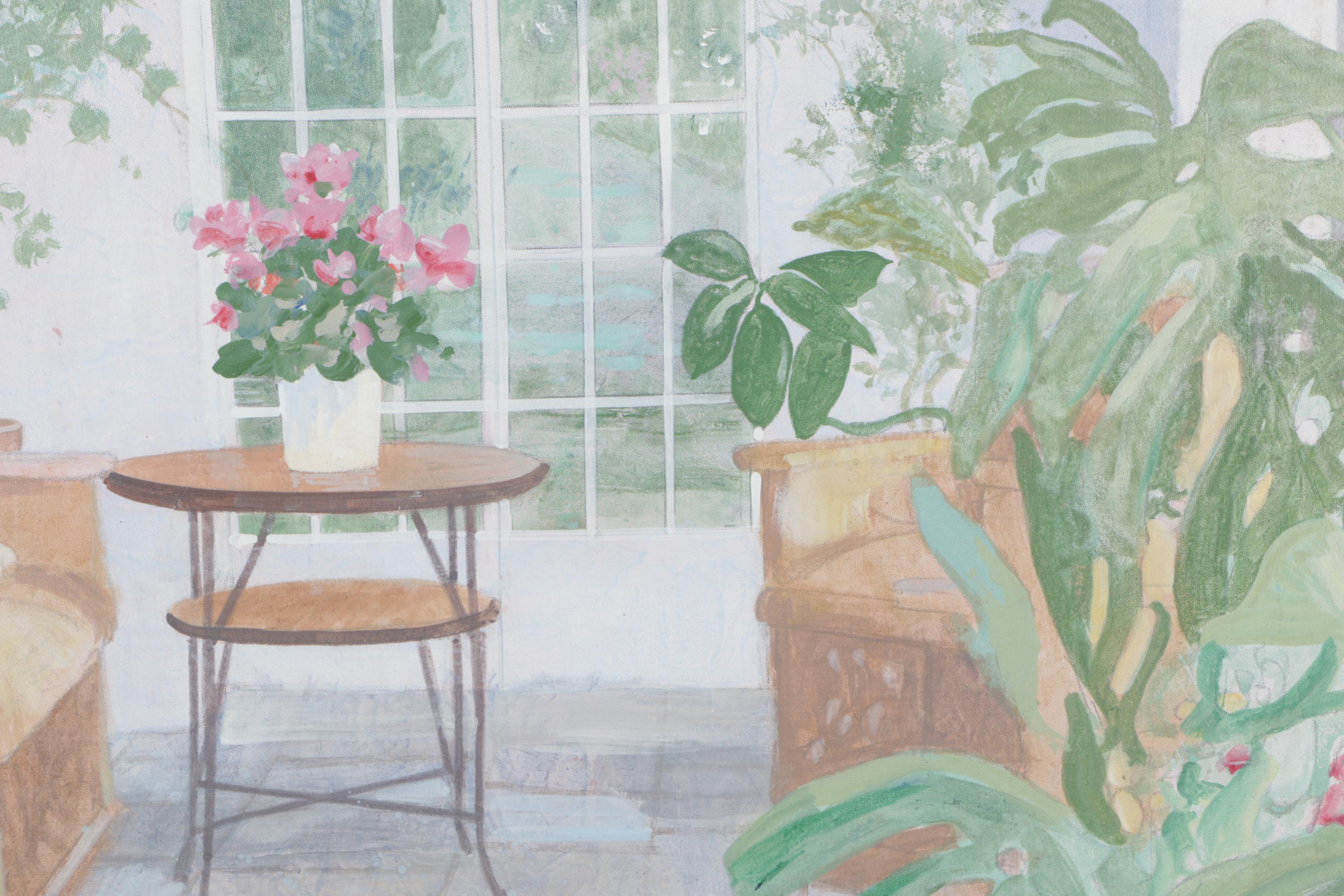 William Benecke Oil on Canvas "The Conservatory"