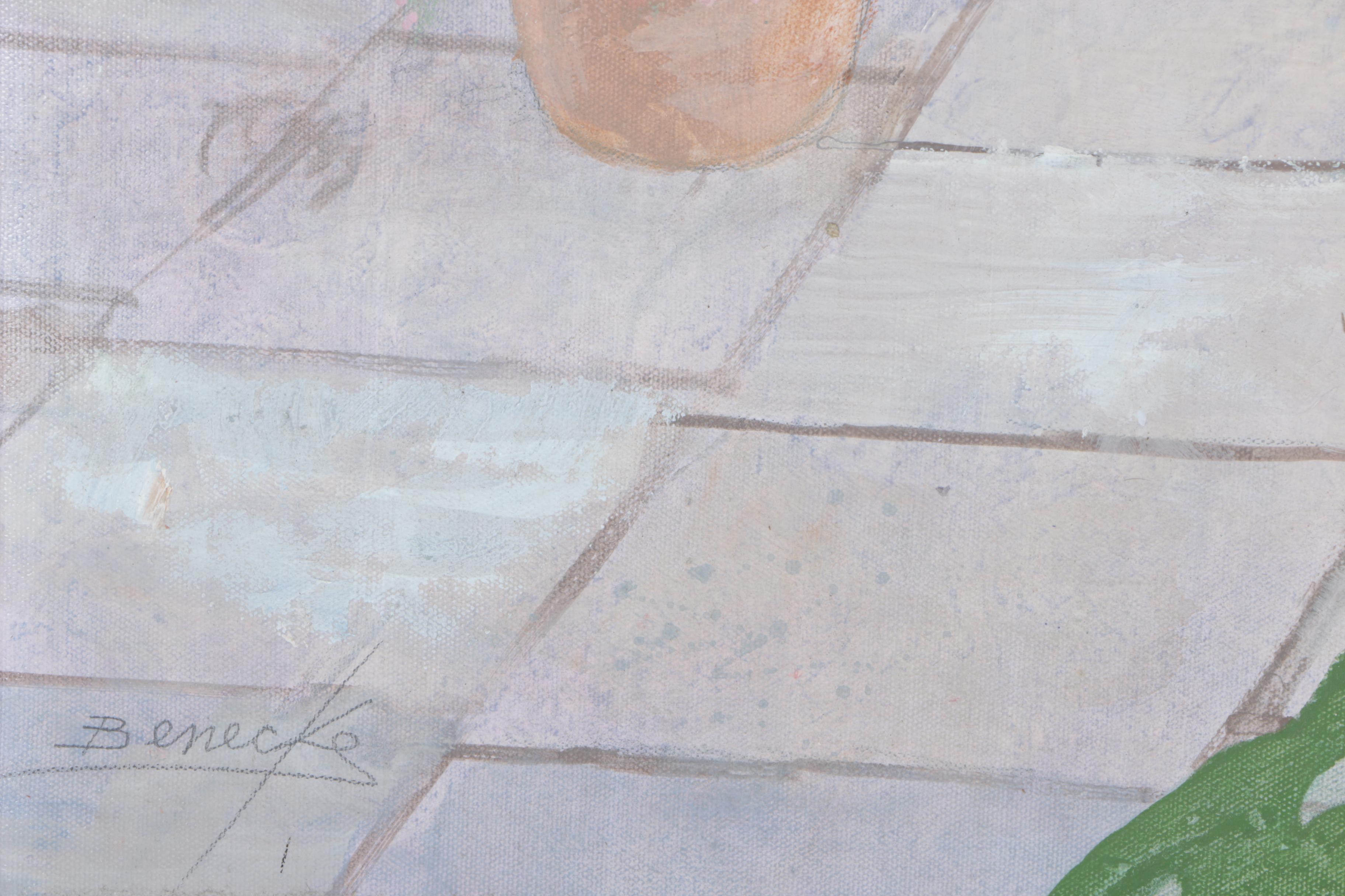 William Benecke Oil on Canvas "The Conservatory"