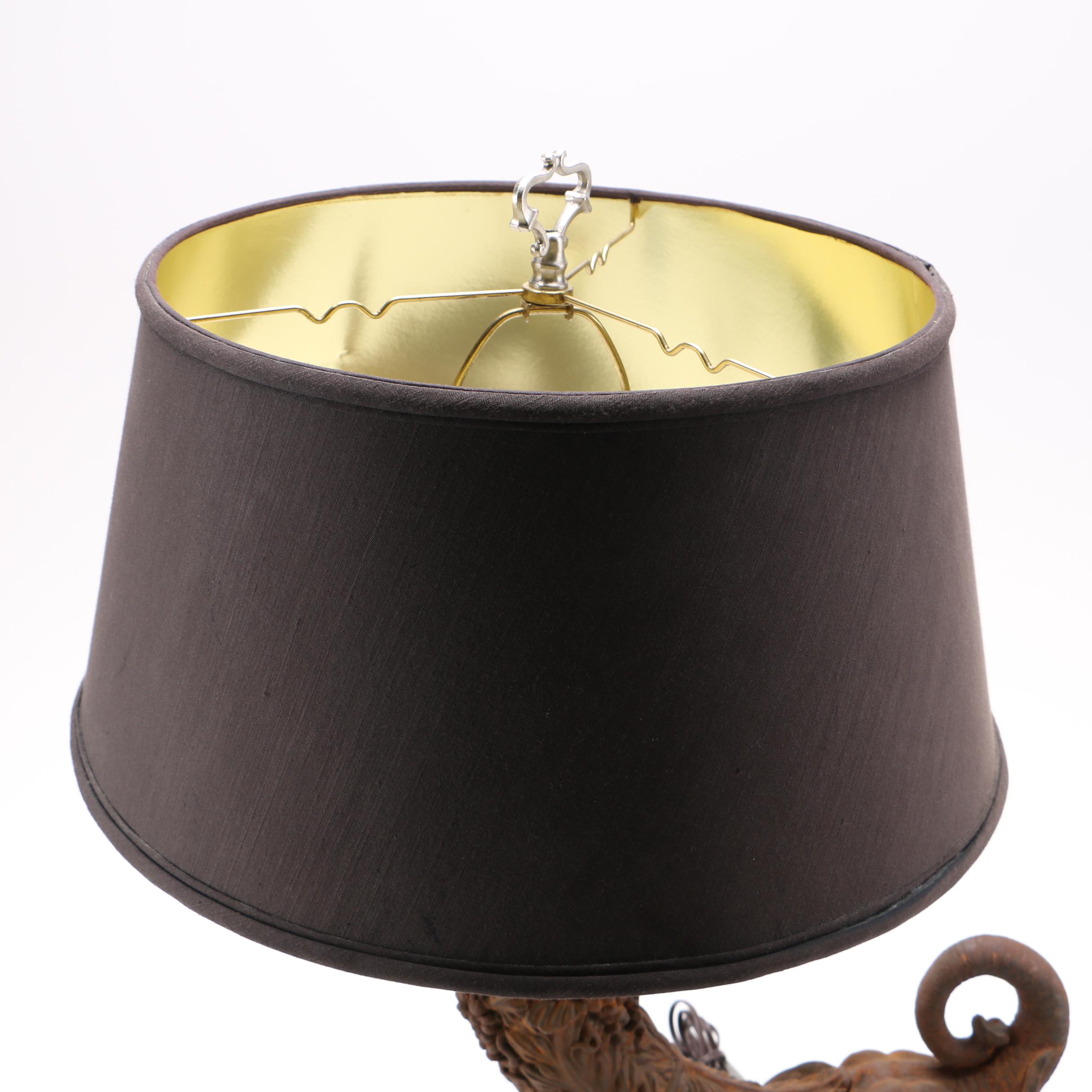 Wooden Hunting Horn Table Lamp