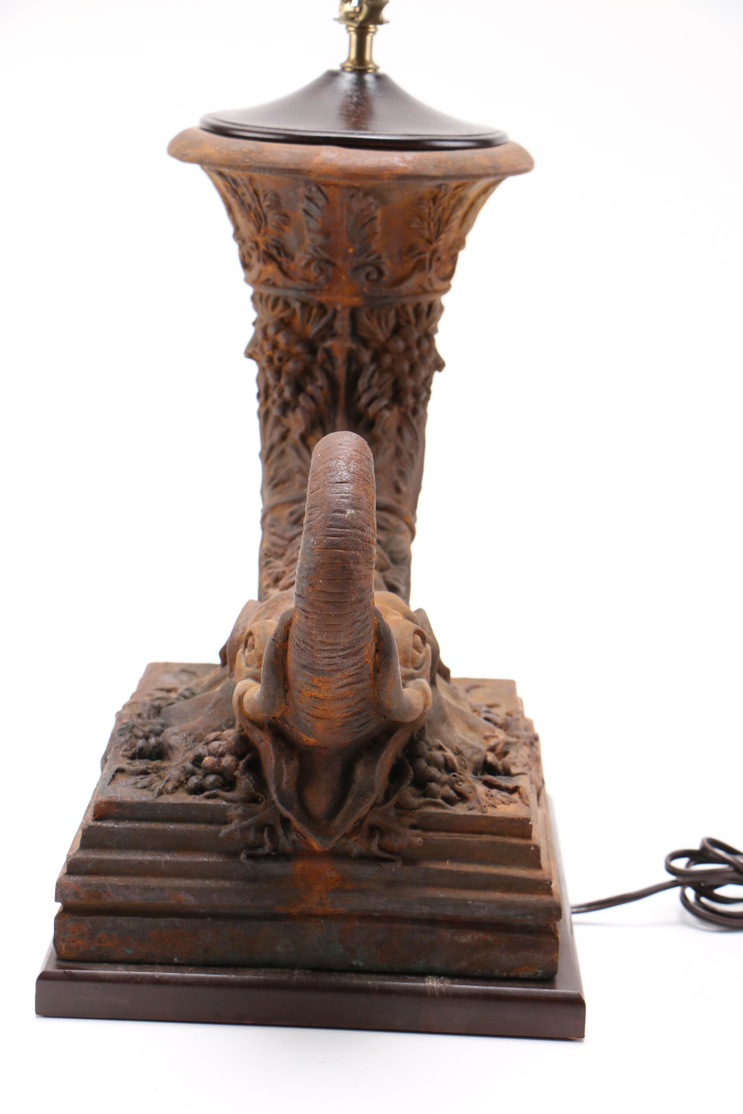 Wooden Hunting Horn Table Lamp