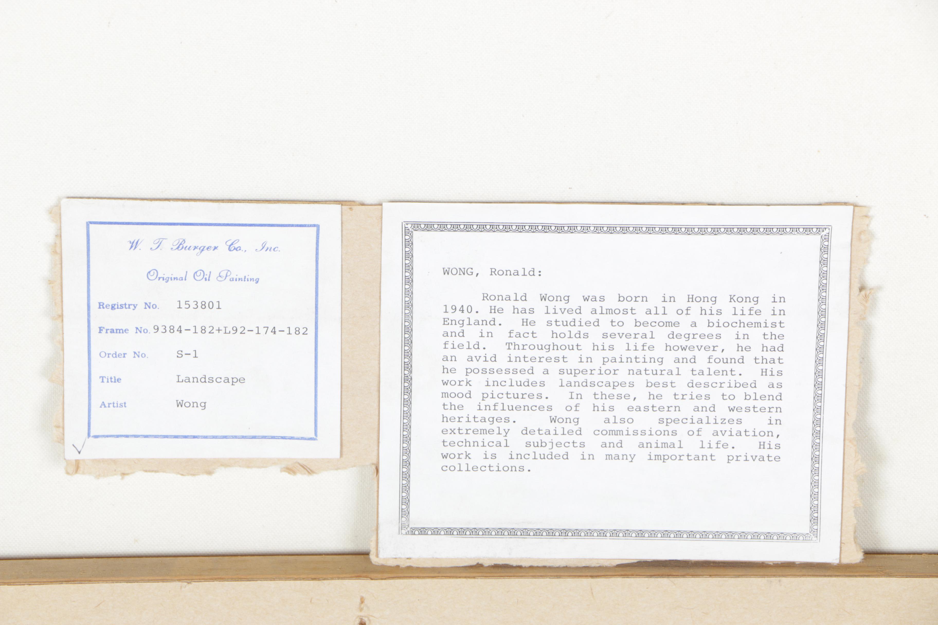 Ronald Wong Oil on Canvas "Landscape"