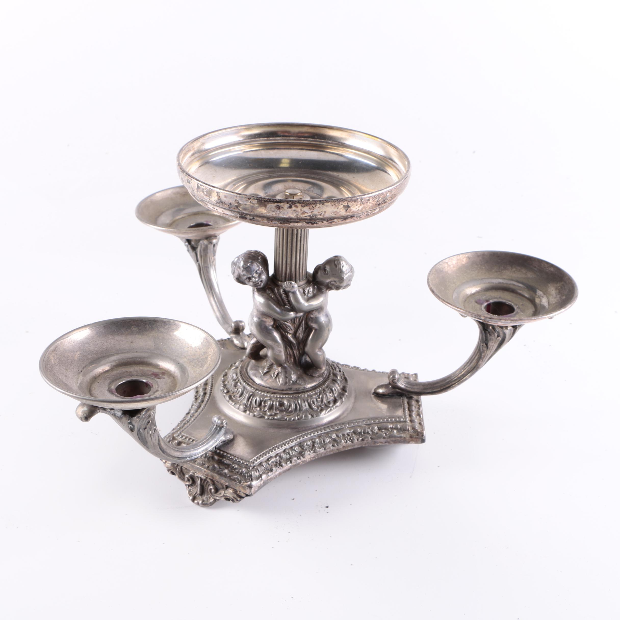 Neoclassical Style Silver Plated Epergne With Putti