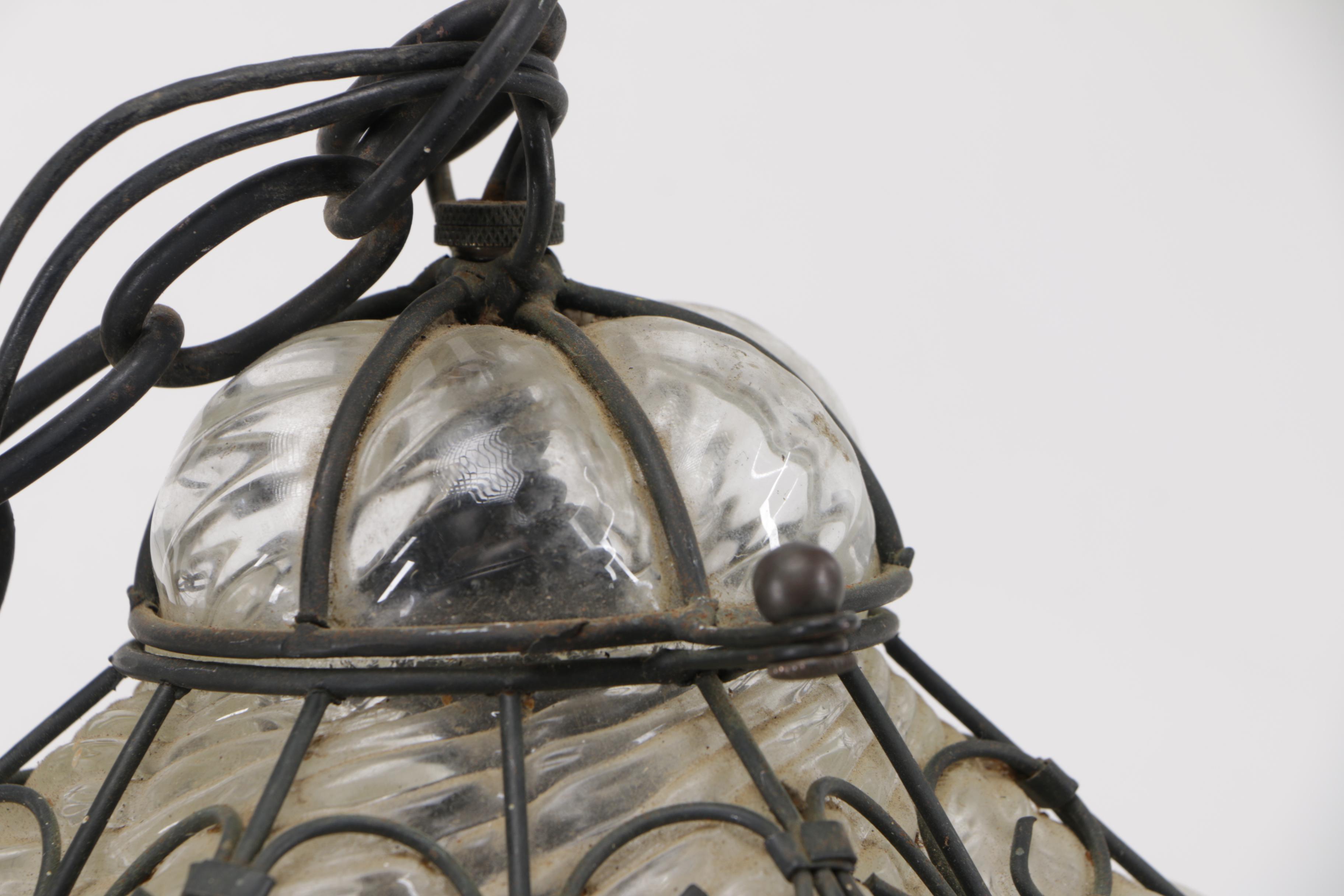 Venetian Style Glass and Metal Star Shaped Lanterns