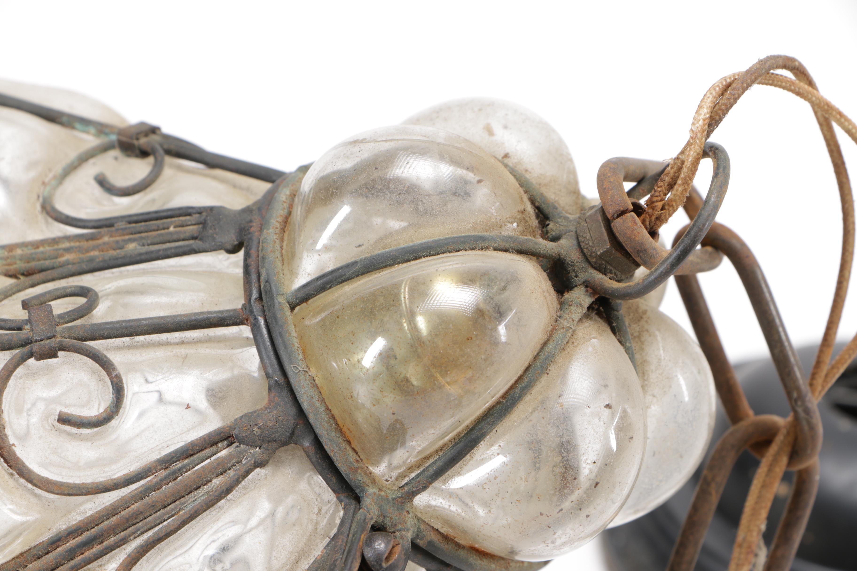 Venetian Style Glass and Metal Star Shaped Lanterns