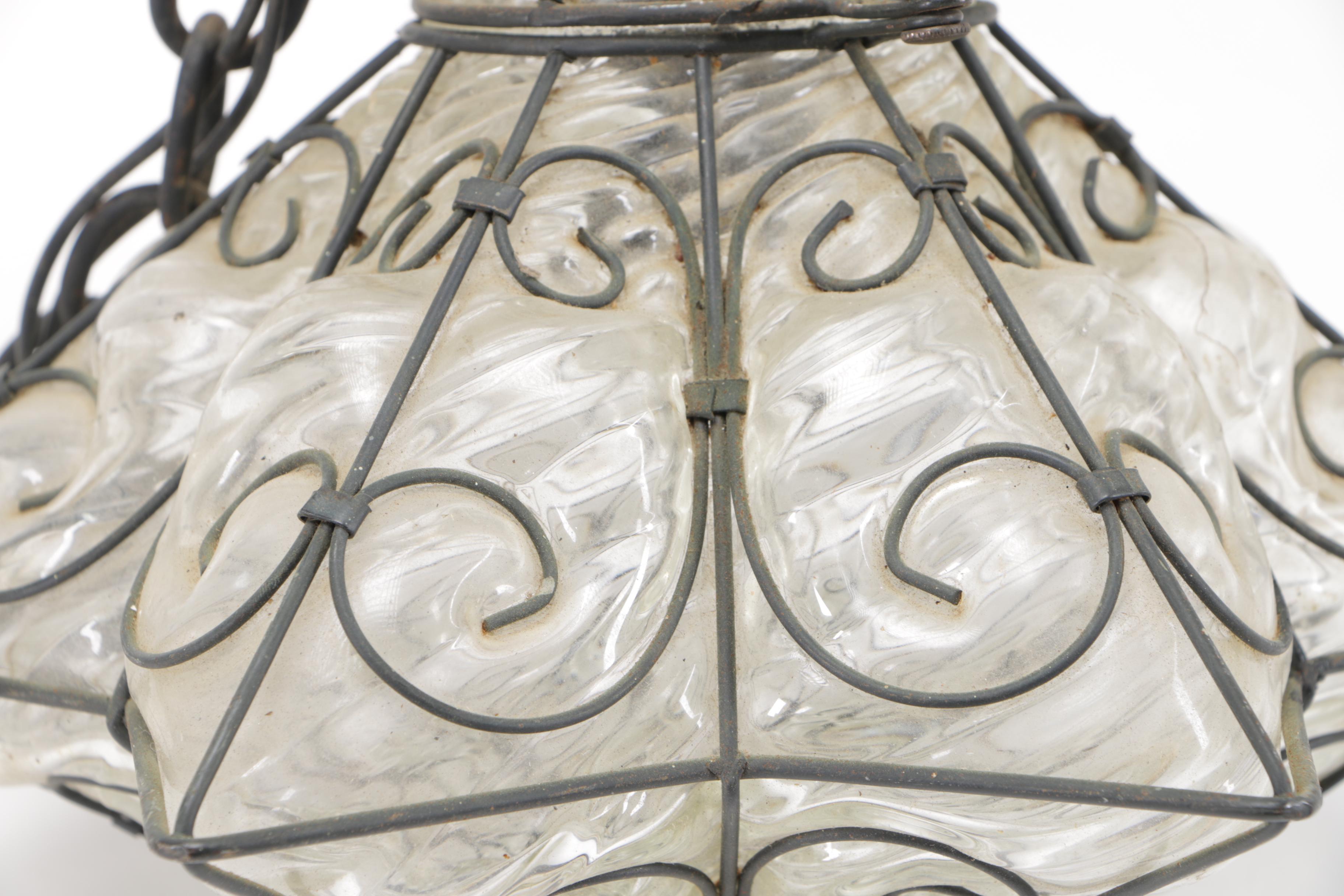 Venetian Style Glass and Metal Star Shaped Lanterns