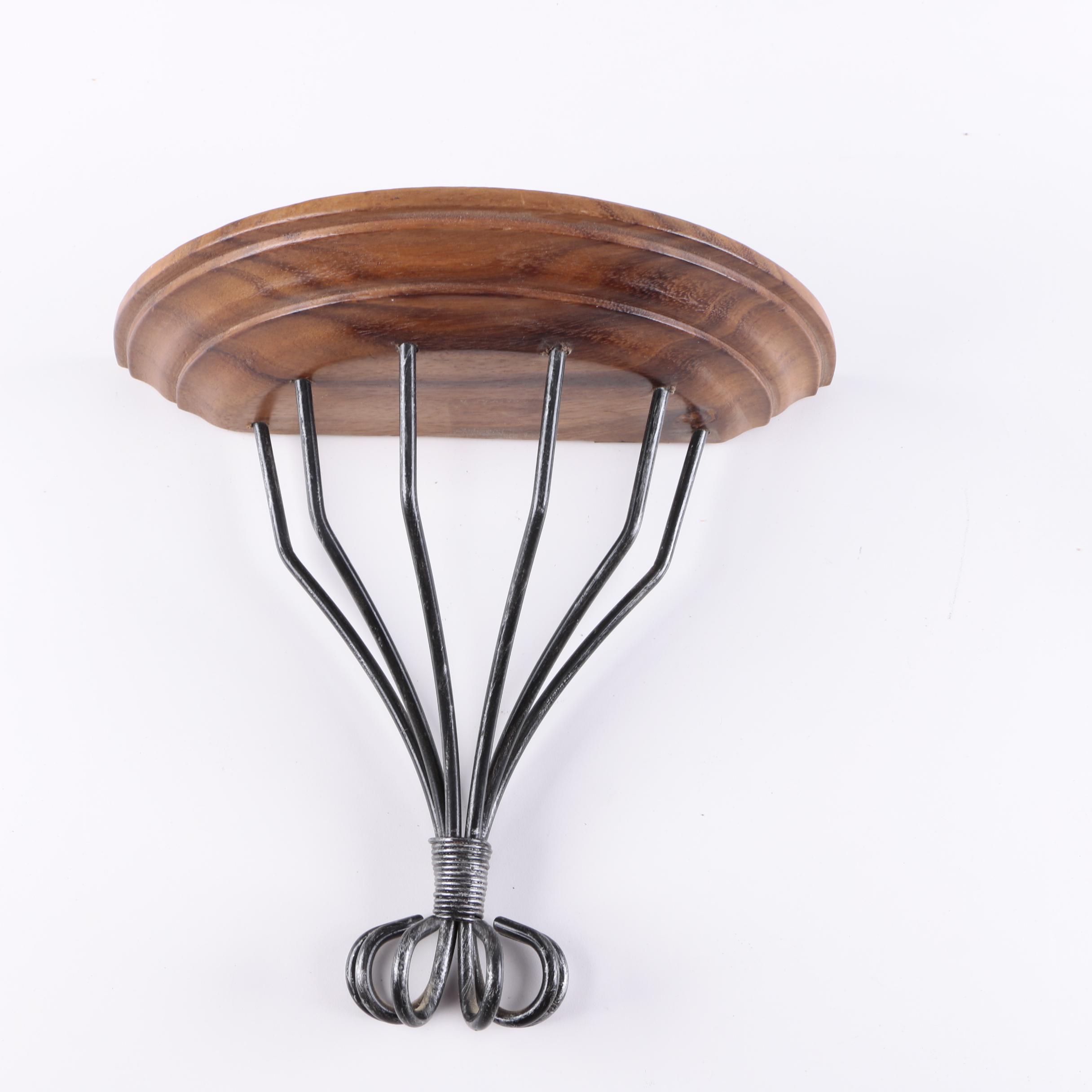 Pair of Wrought Iron and Wood Wall Brackets