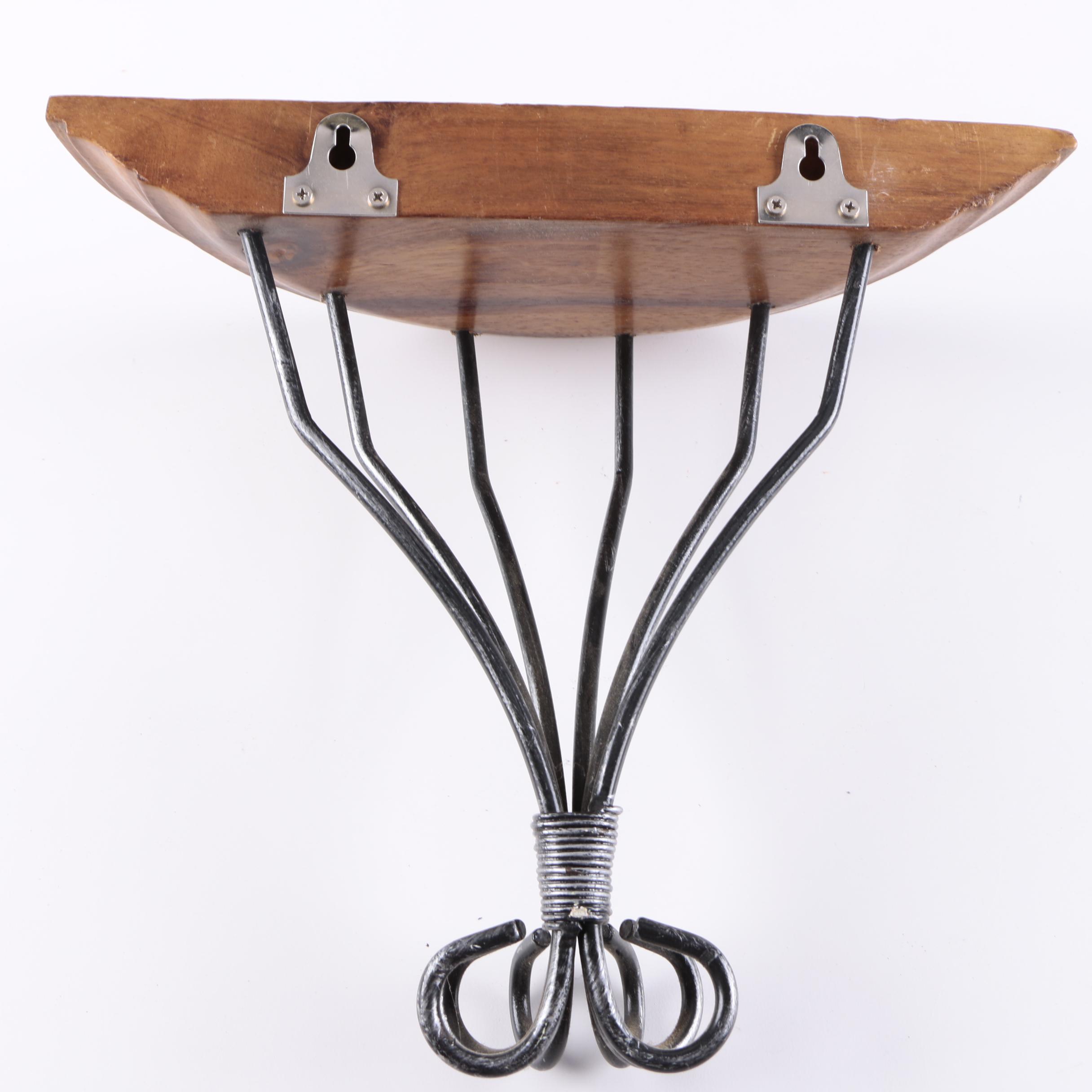 Pair of Wrought Iron and Wood Wall Brackets