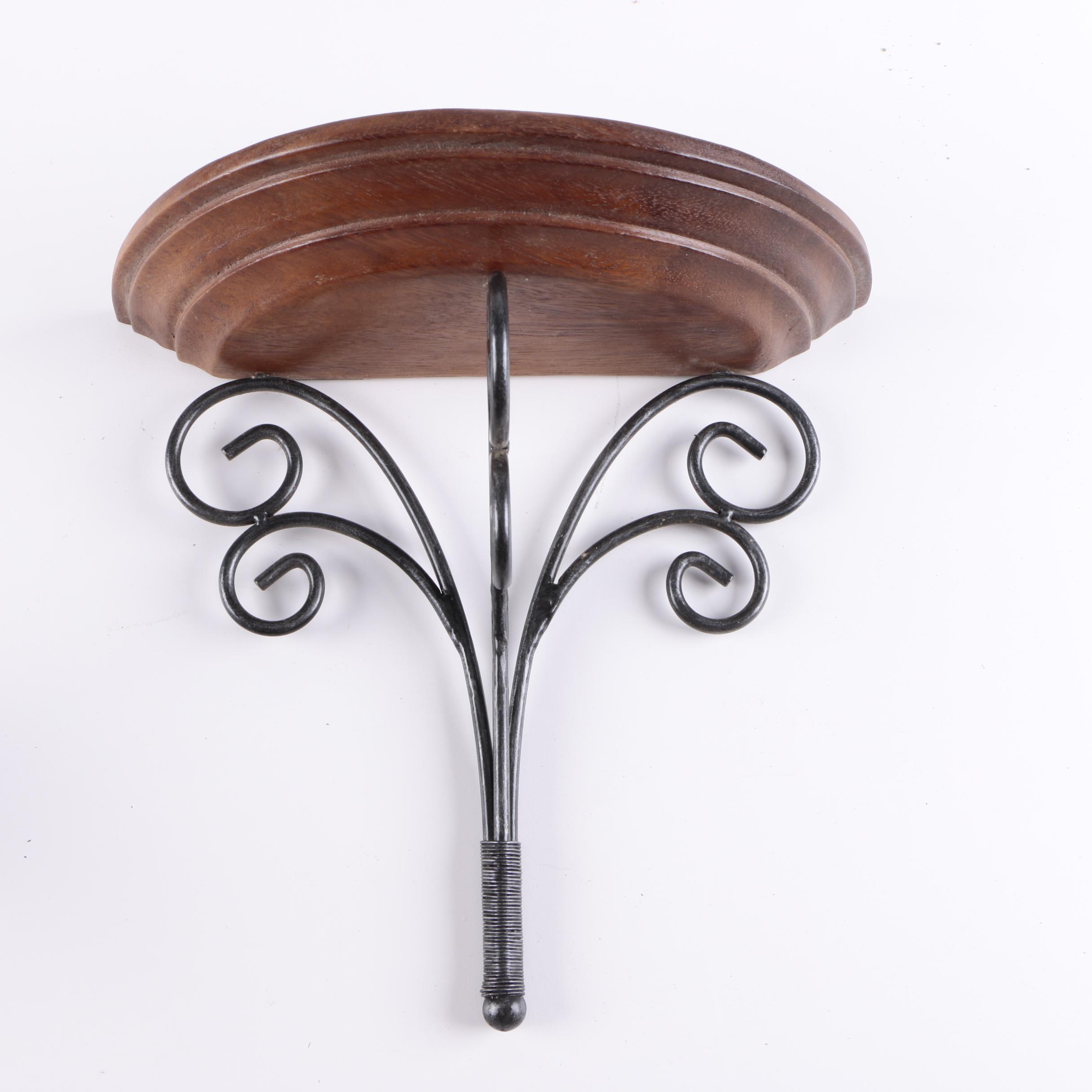 Pair of Wrought Iron and Wood Wall Brackets