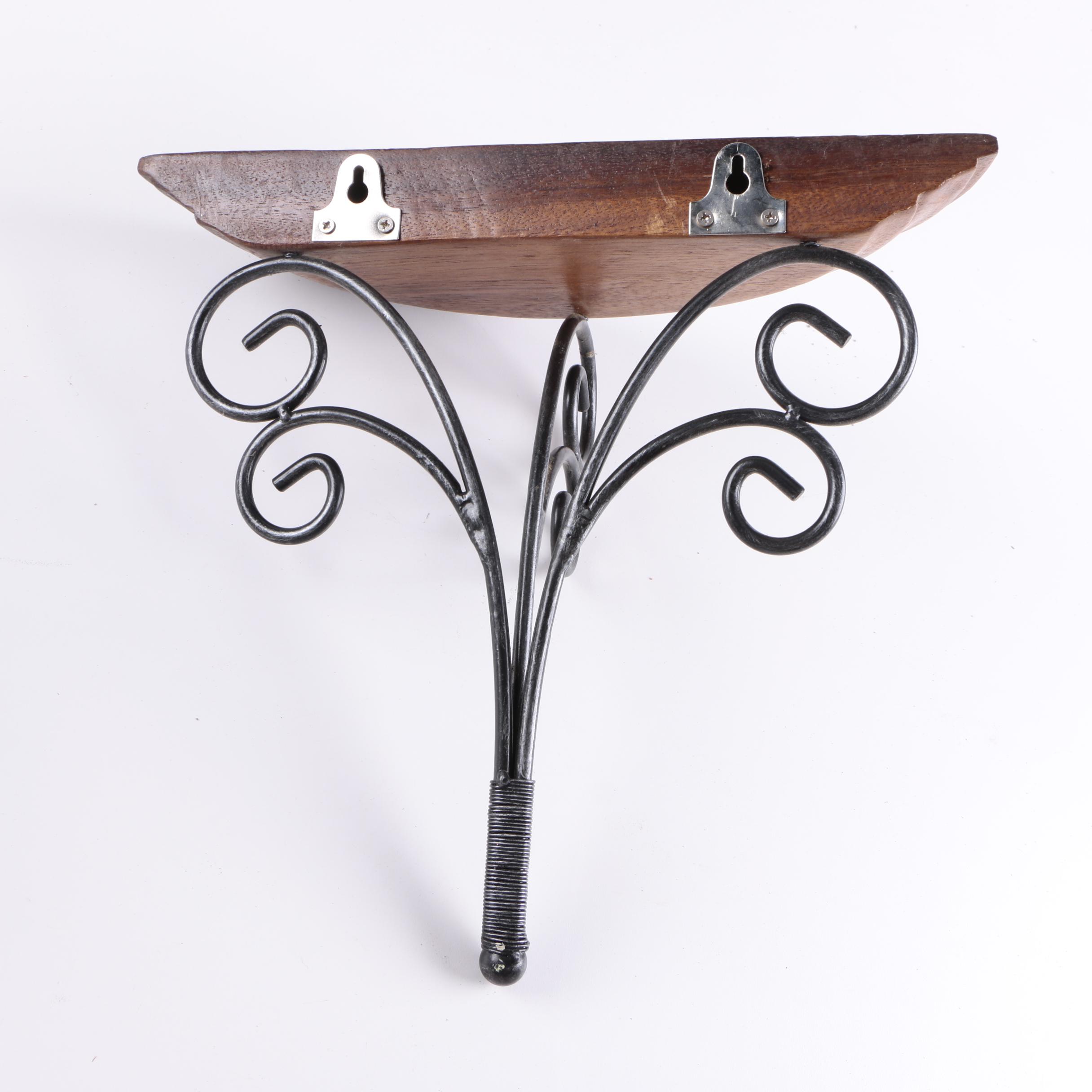 Pair of Wrought Iron and Wood Wall Brackets