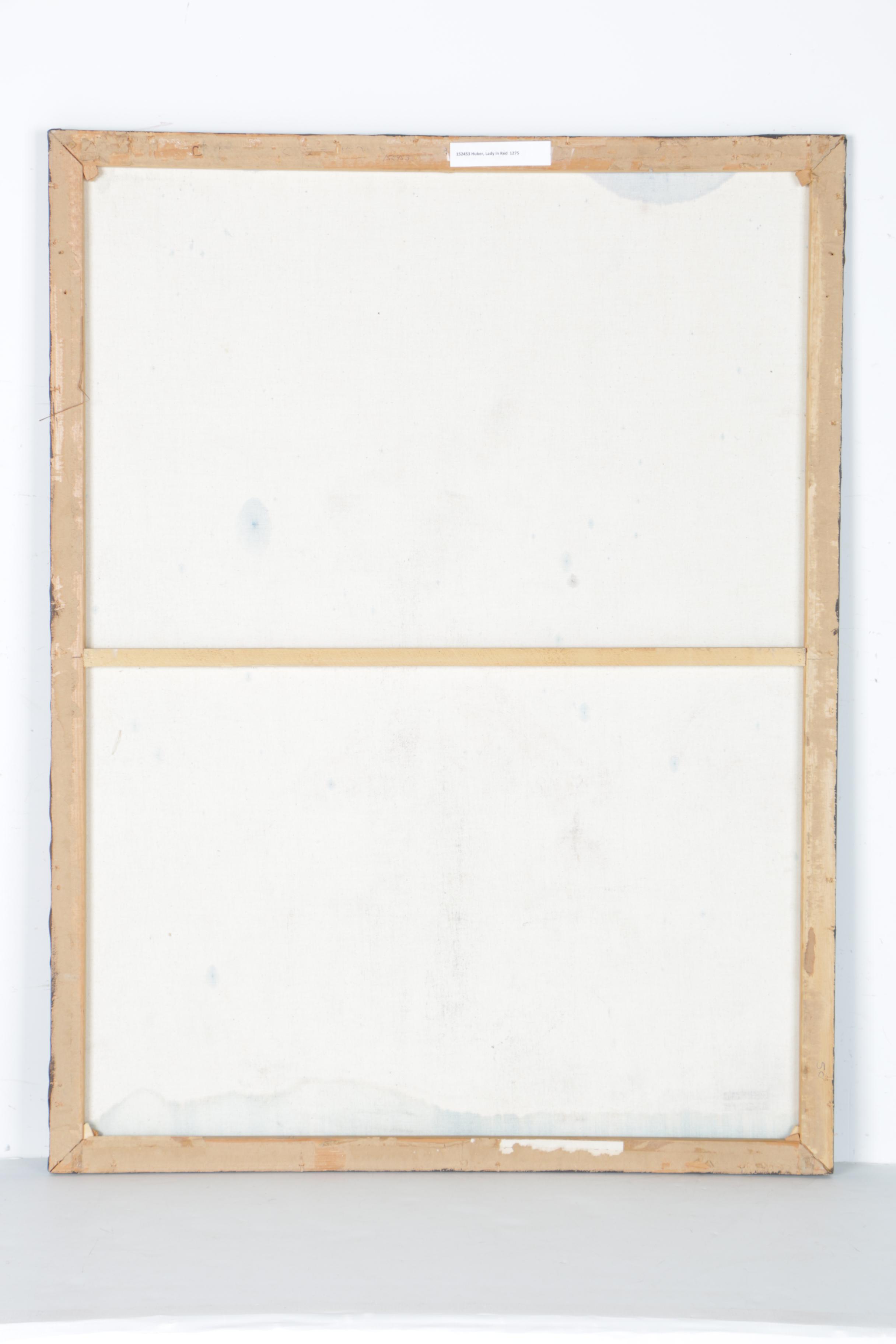 Alfred Huber "Lady in Red" Oil Painting on Canvas