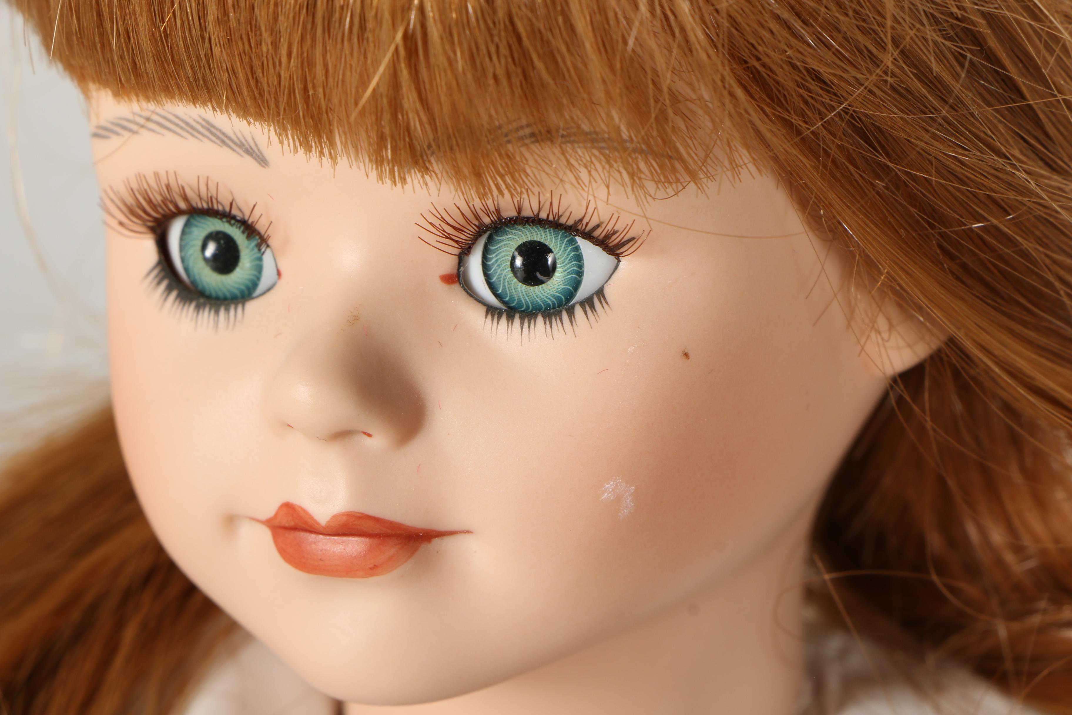 Bisque Doll with Cabinet