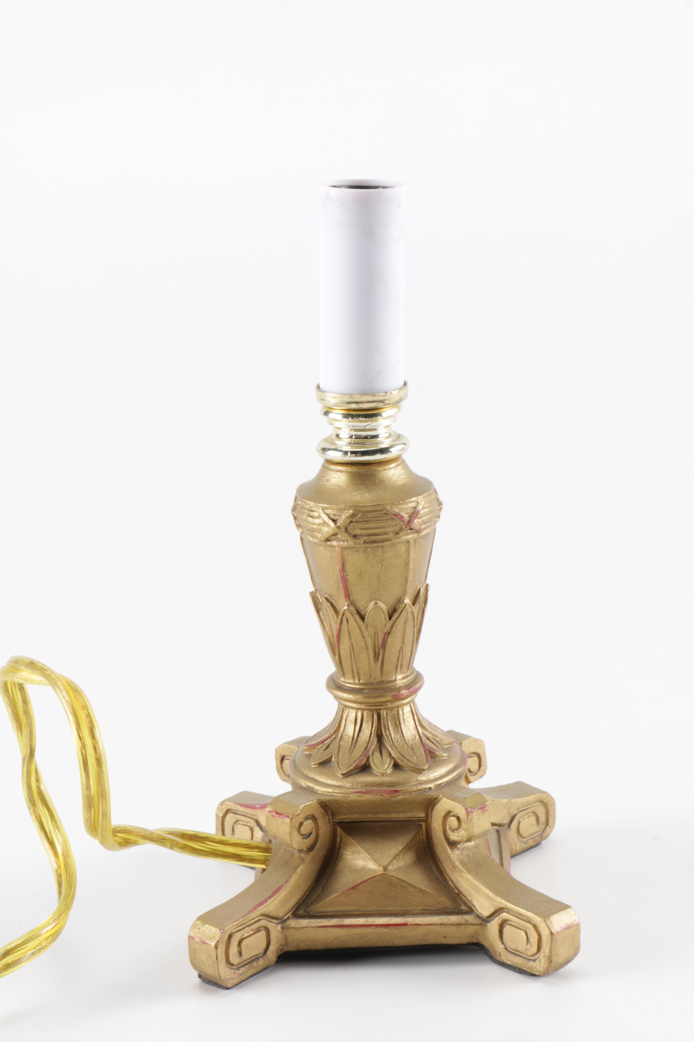 Black and White Glass and Brass Tone lamp