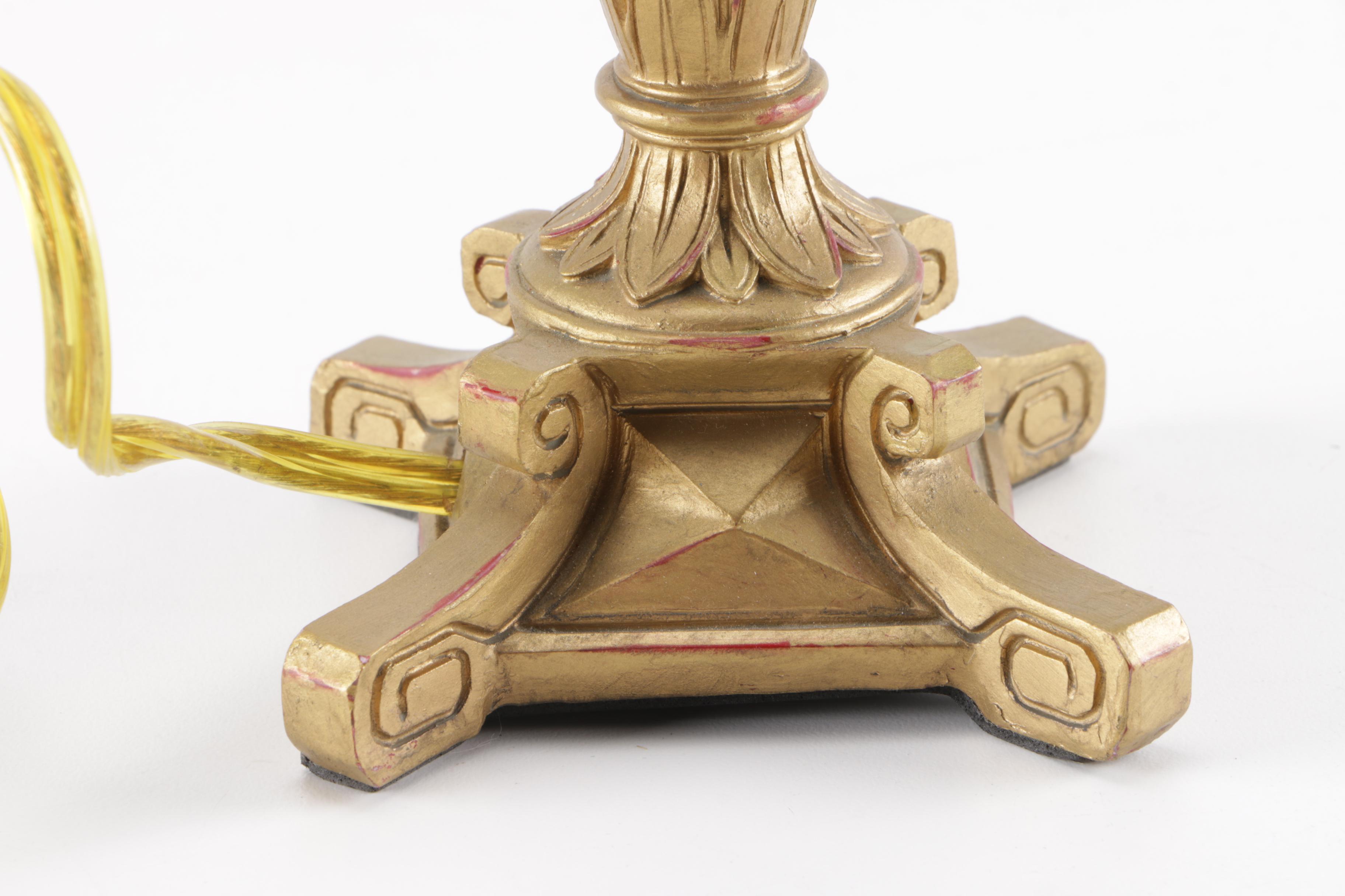 Black and White Glass and Brass Tone lamp