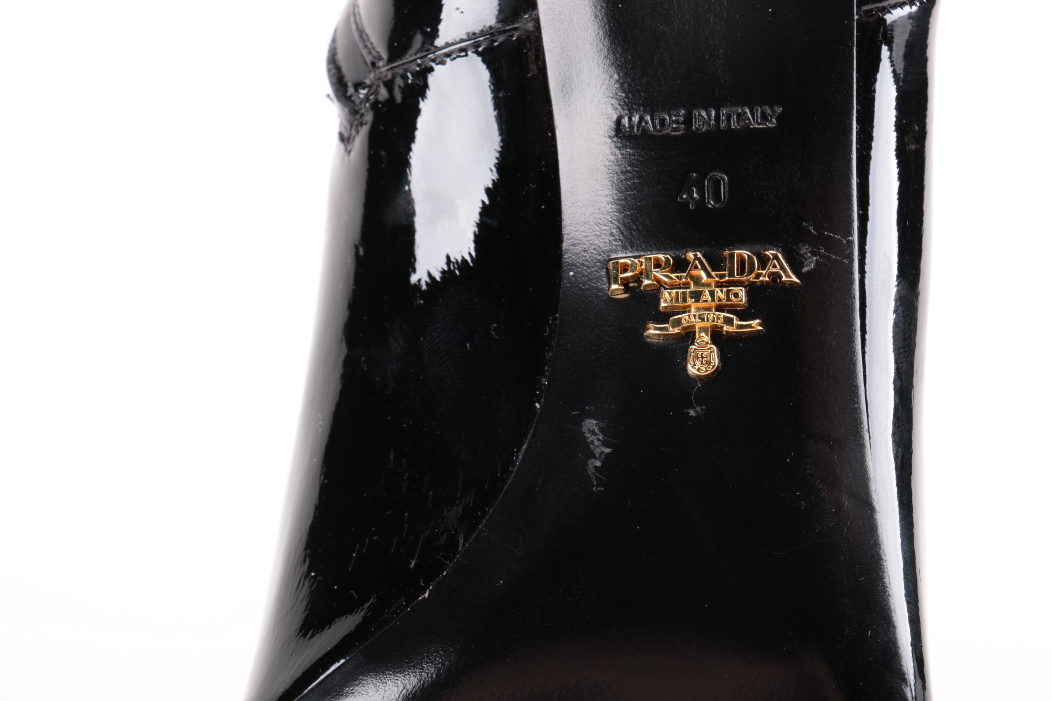 Prada Black Patent Leather Boots
