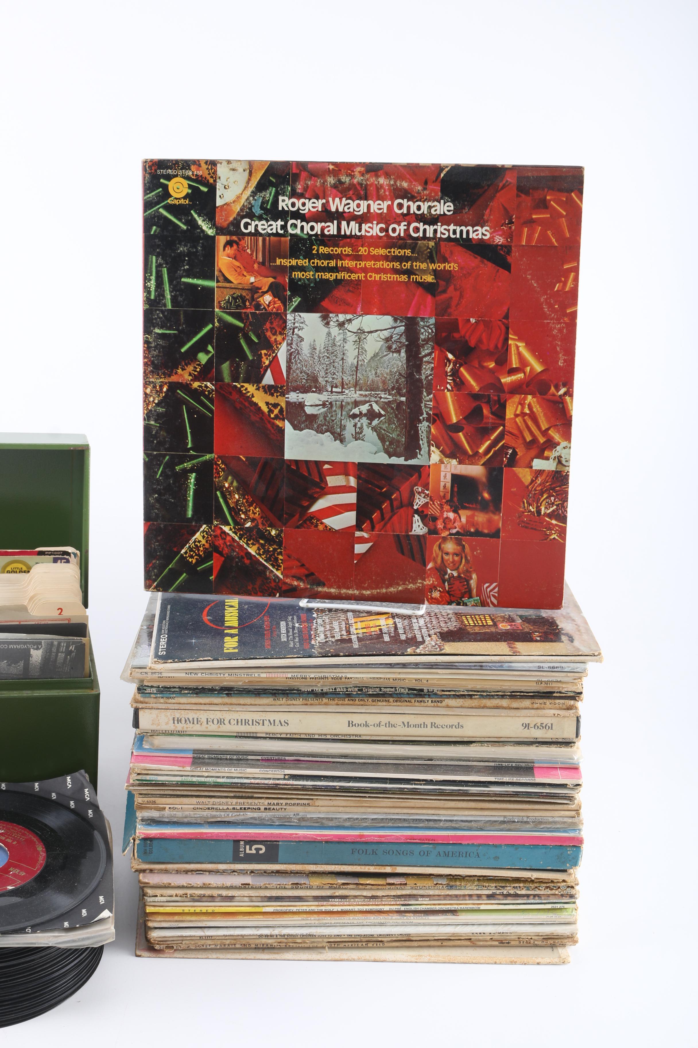 Vintage Records and Storage Box