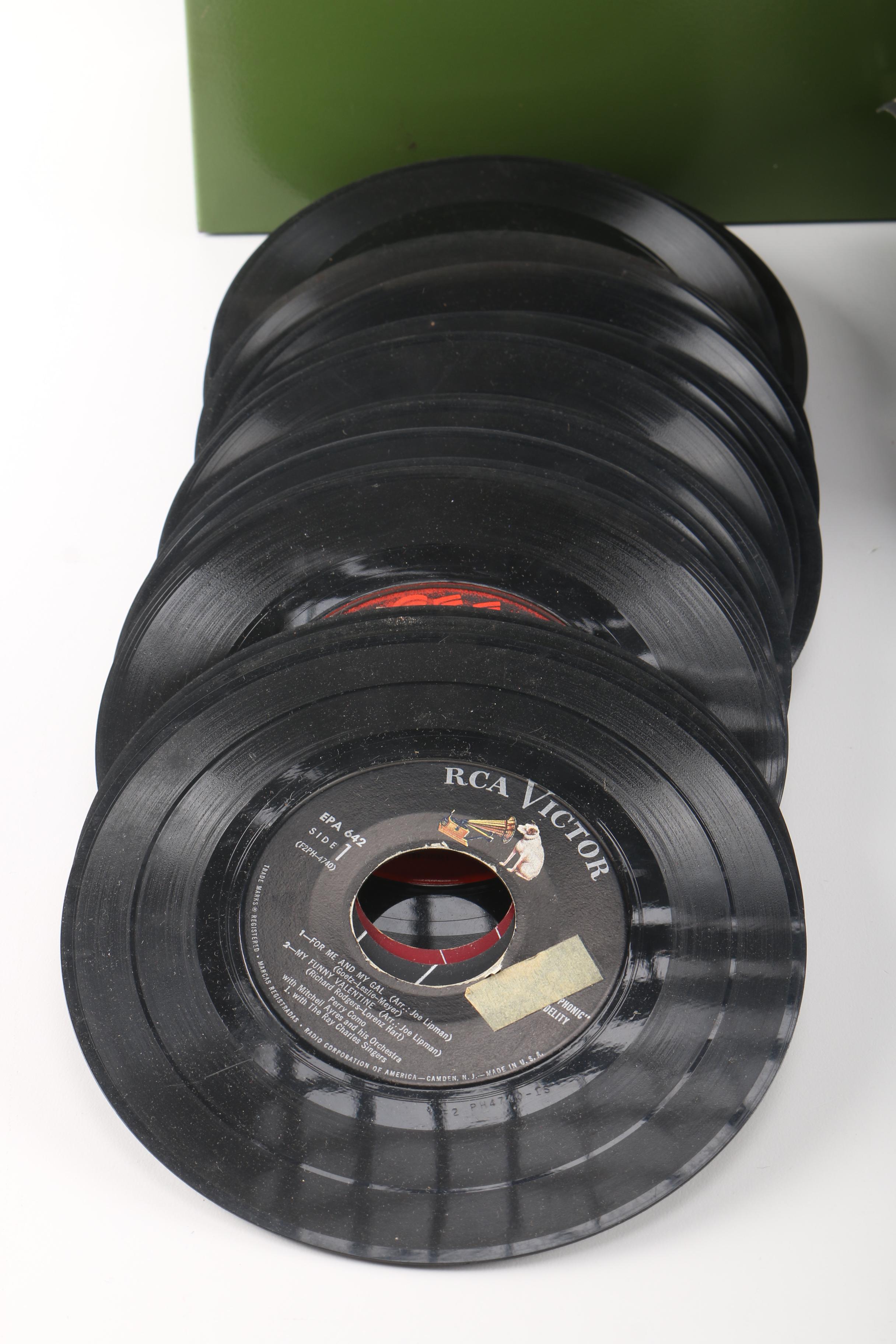 Vintage Records and Storage Box