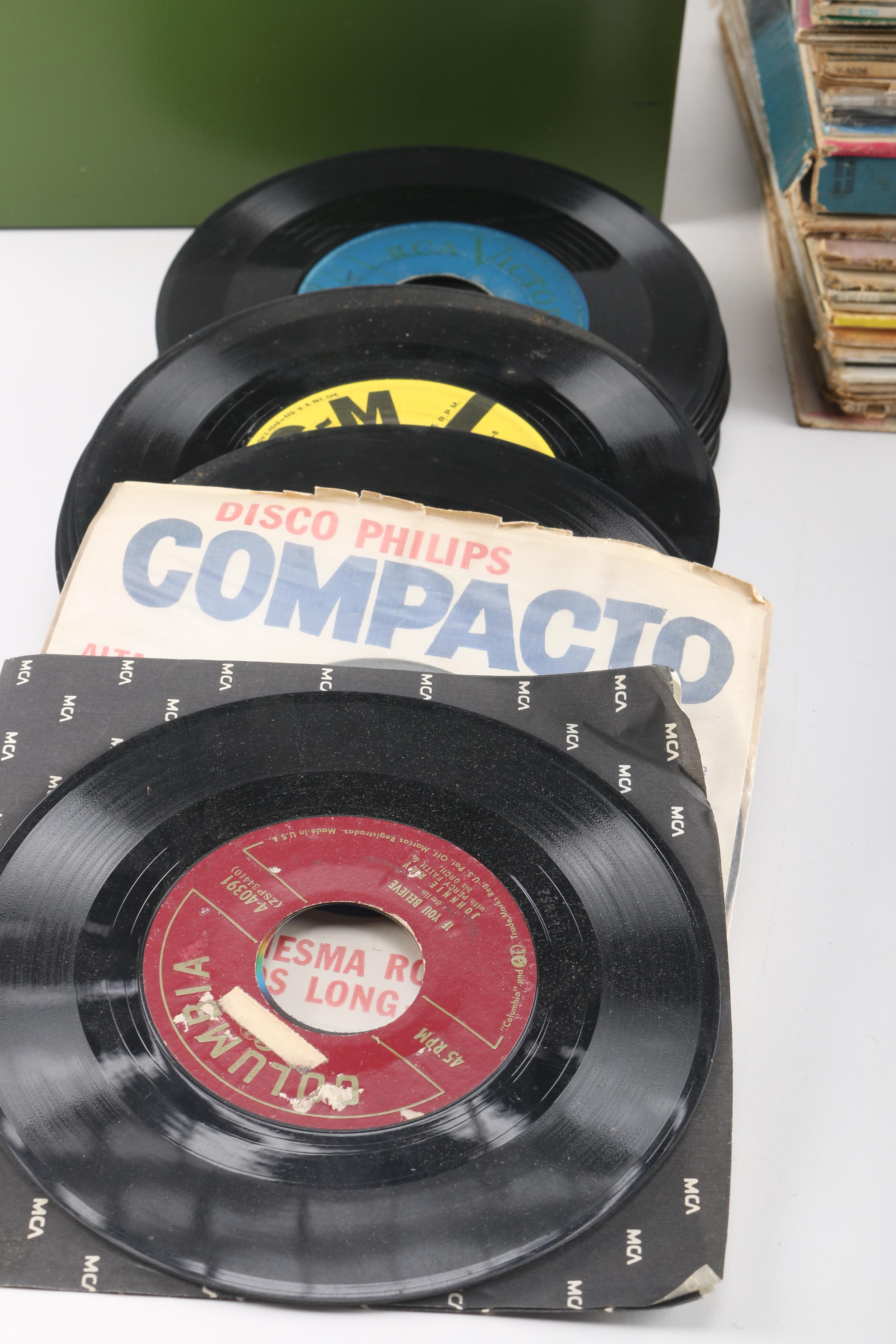 Vintage Records and Storage Box