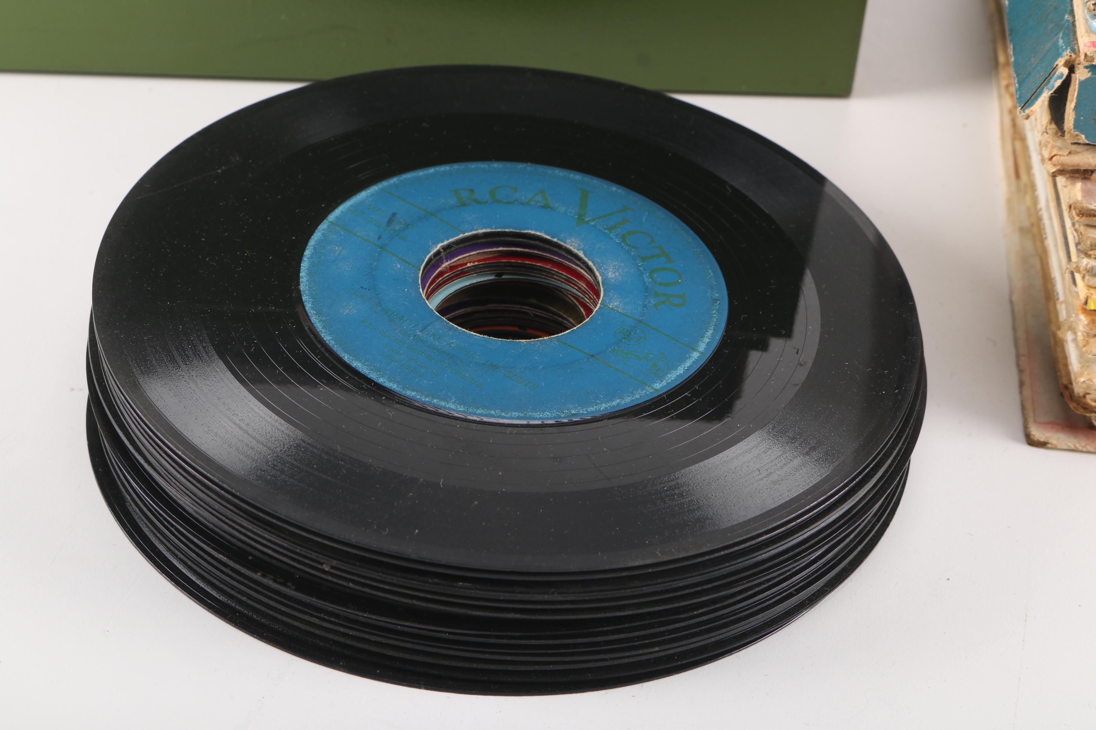 Vintage Records and Storage Box