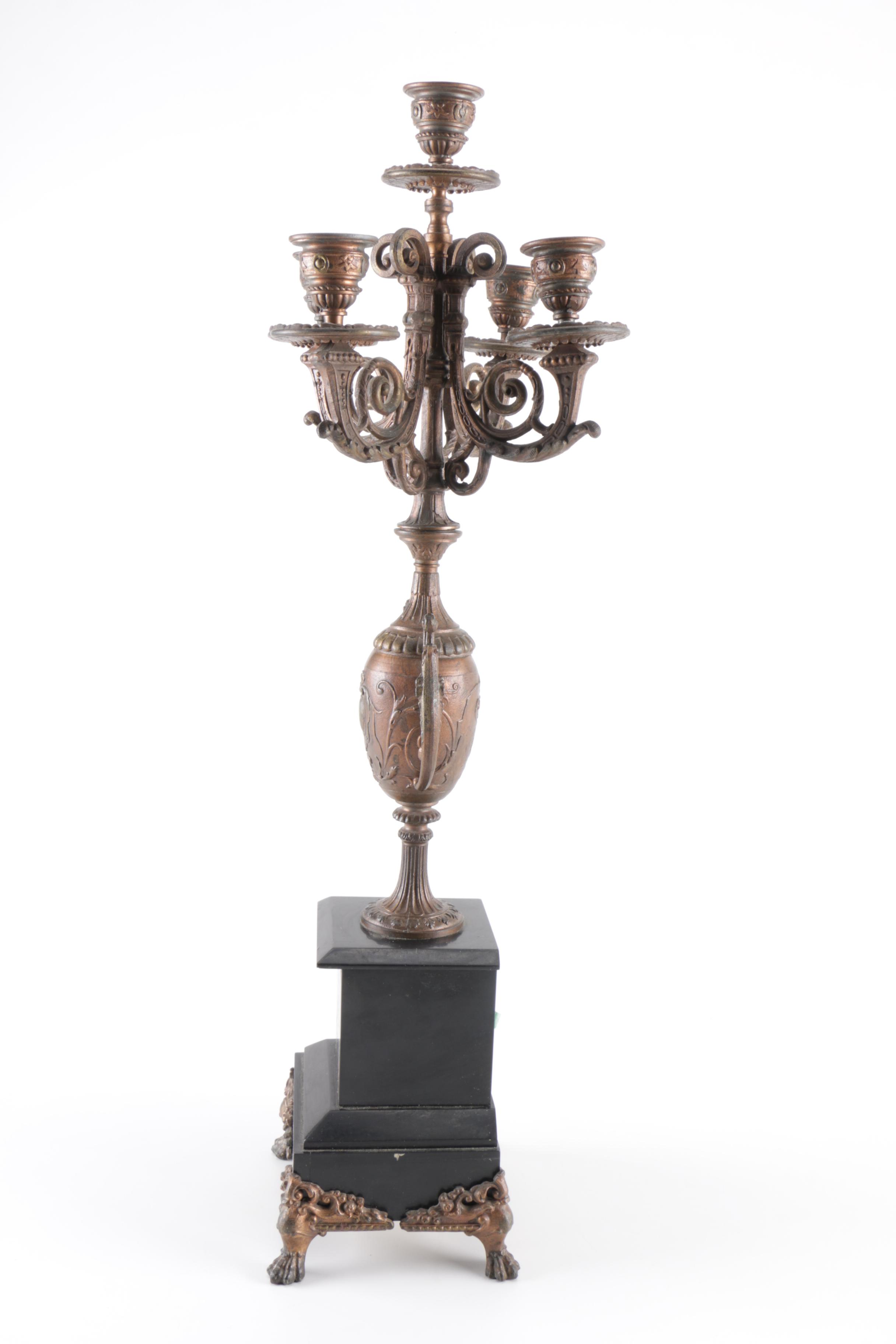 Brass and Marble Candelabrum