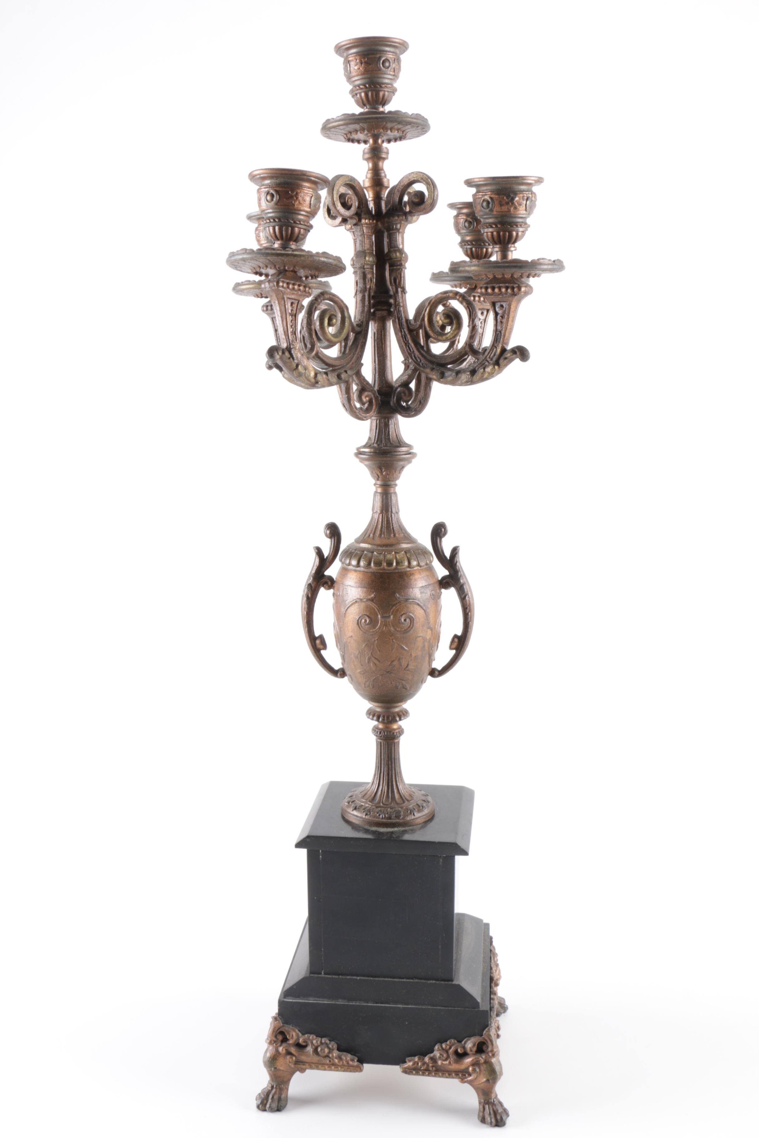 Brass and Marble Candelabrum