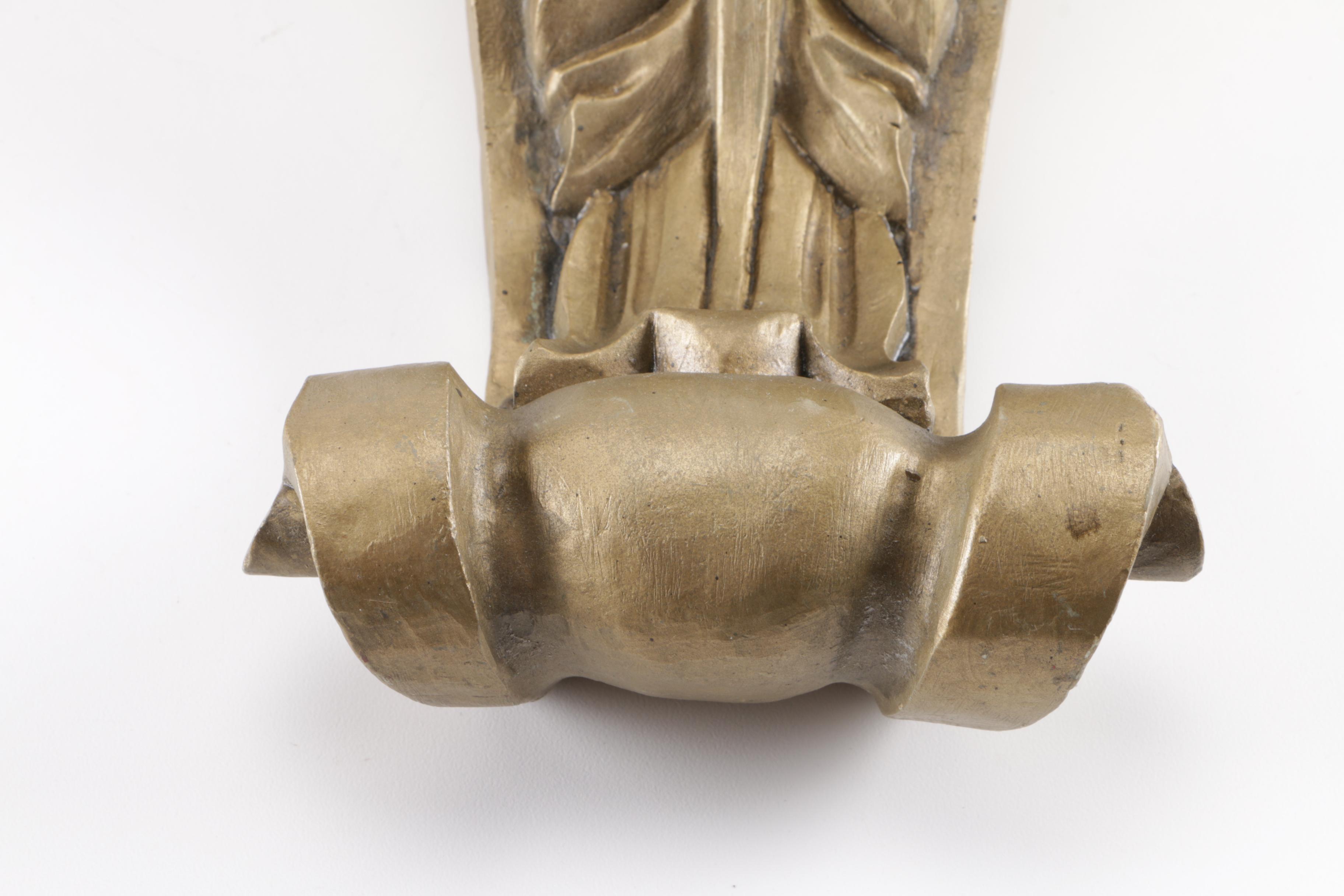 Pair of Hand Carved Gold Tone Wooden Wall Brackets