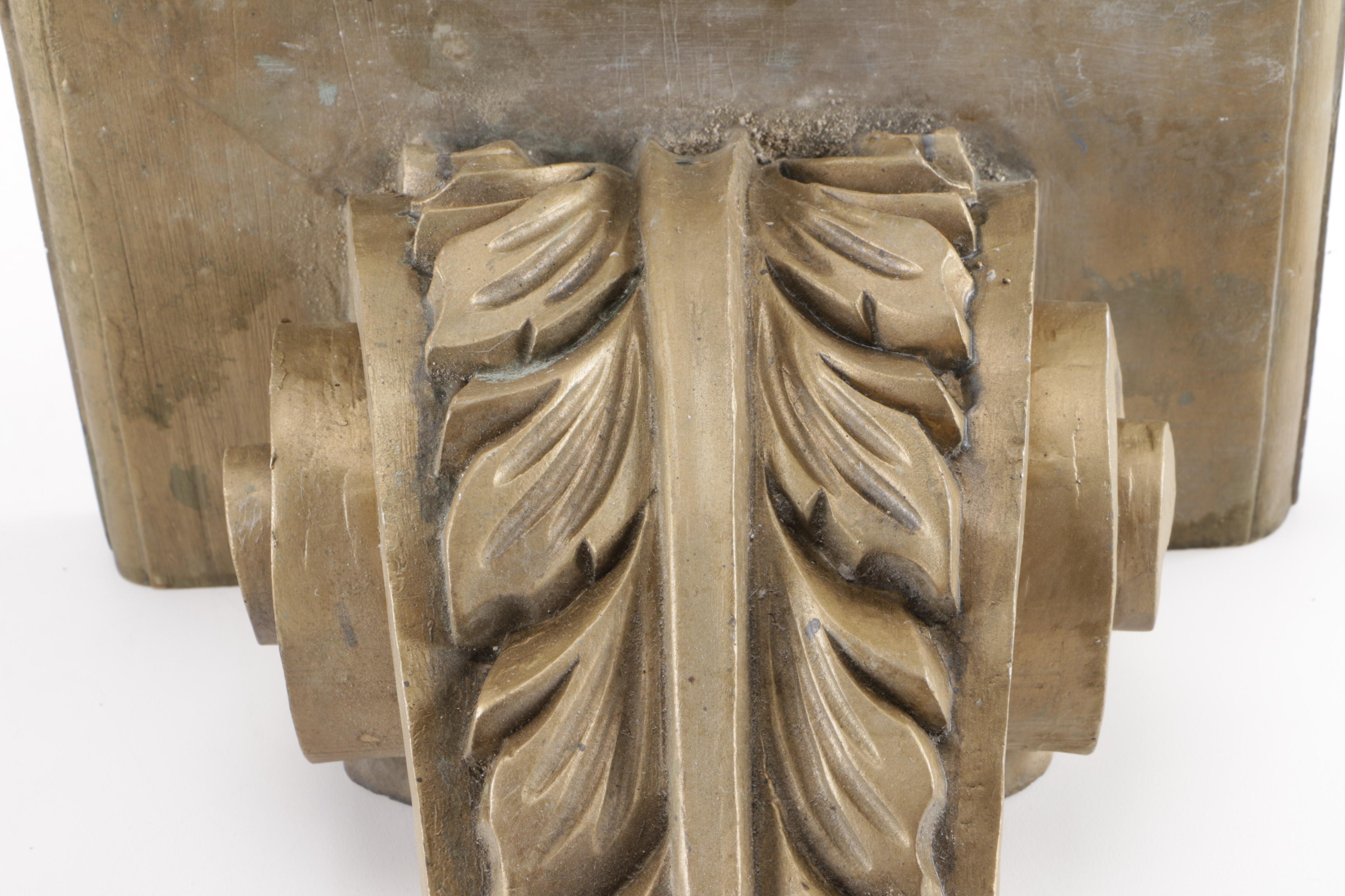 Pair of Hand Carved Gold Tone Wooden Wall Brackets