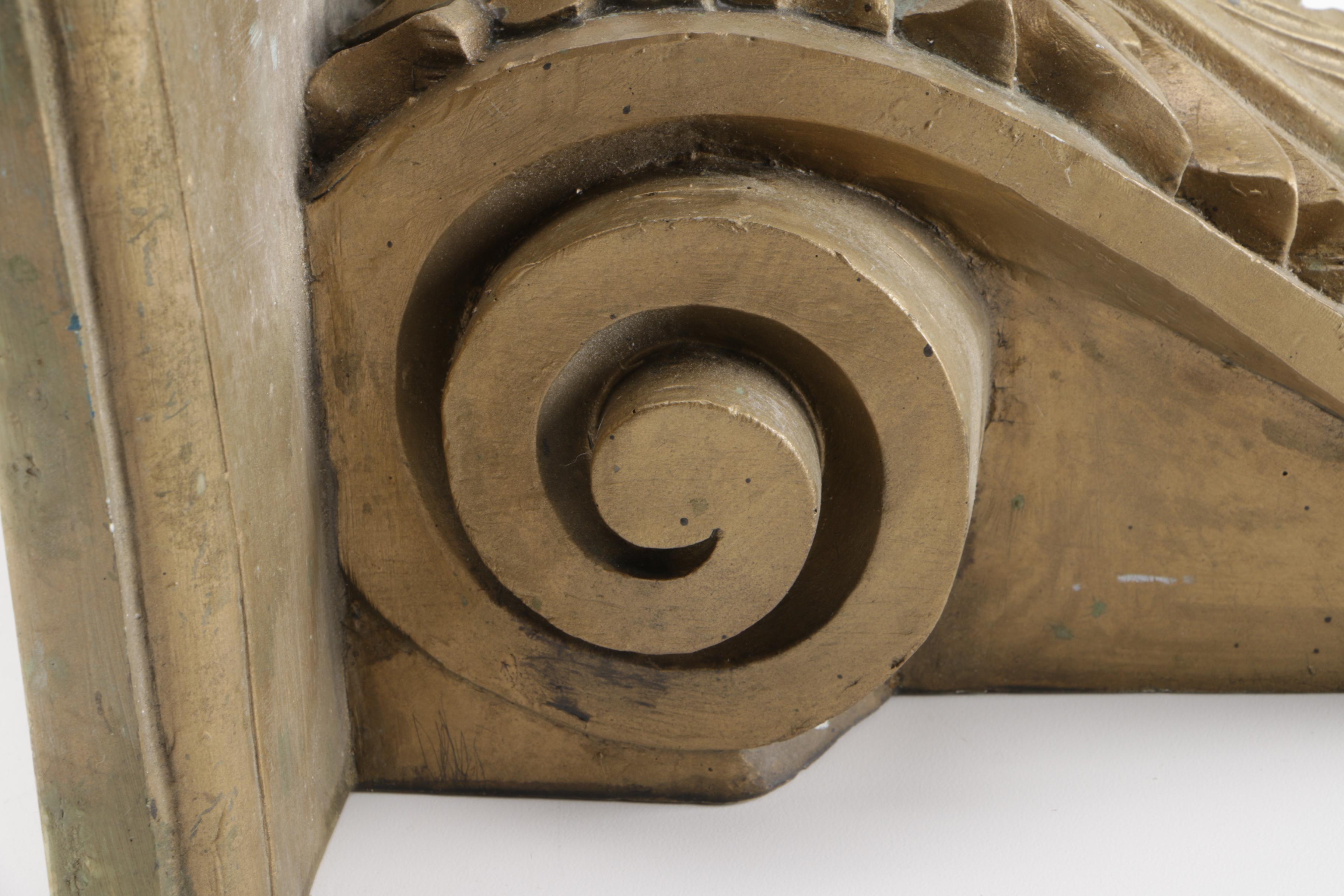 Pair of Hand Carved Gold Tone Wooden Wall Brackets