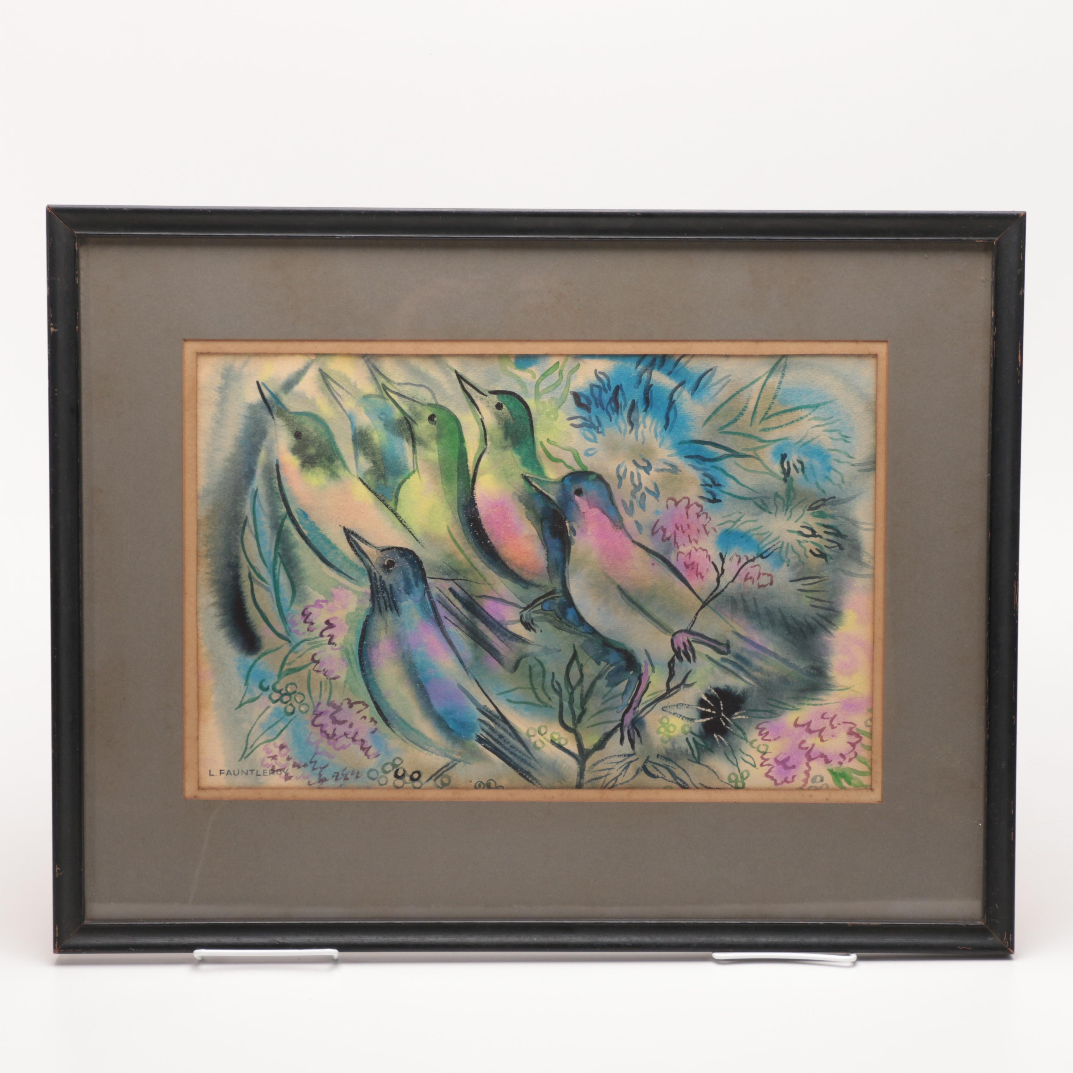 Martha Lorimer Fauntleroy Watercolor Painting "The Birds"