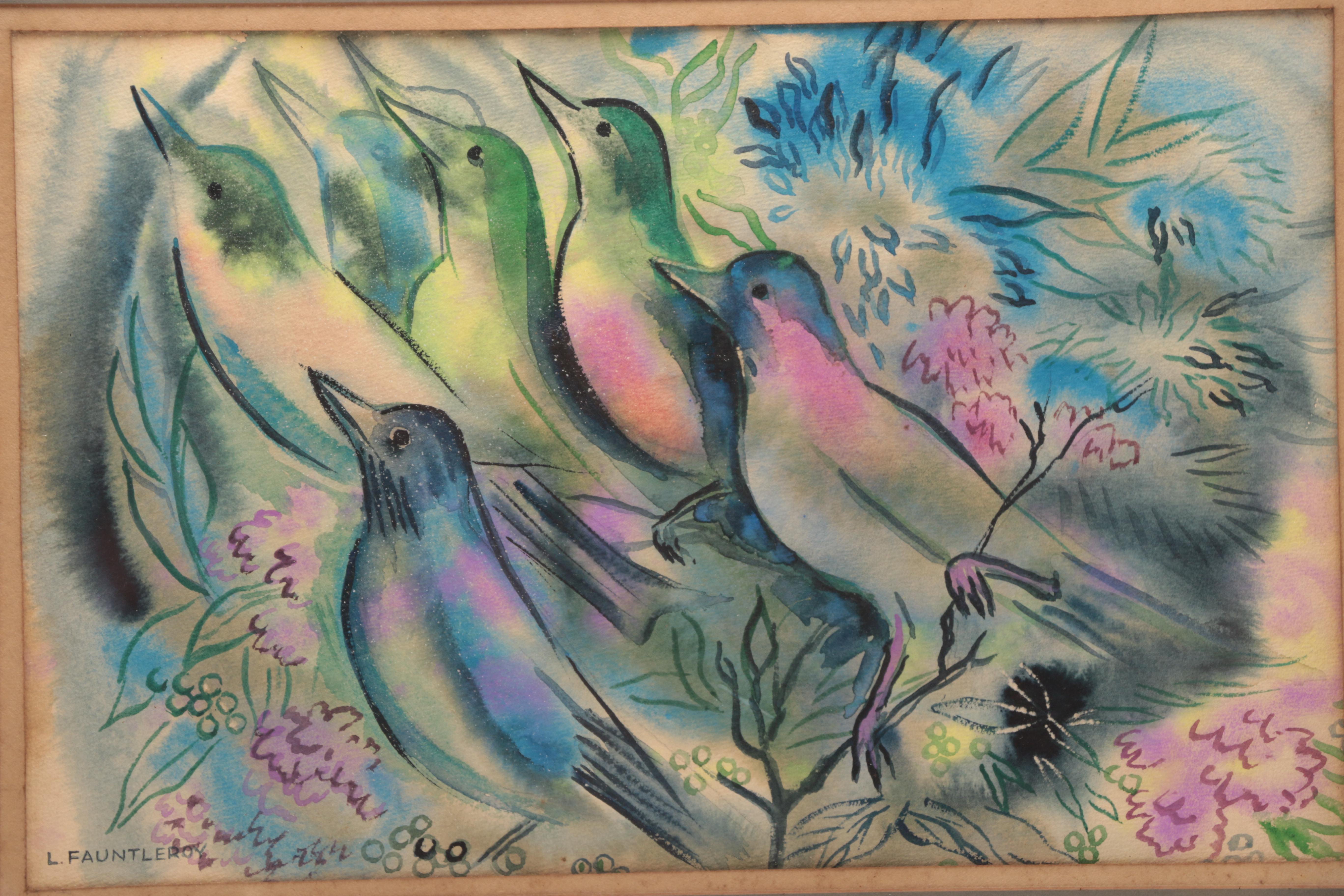 Martha Lorimer Fauntleroy Watercolor Painting "The Birds"