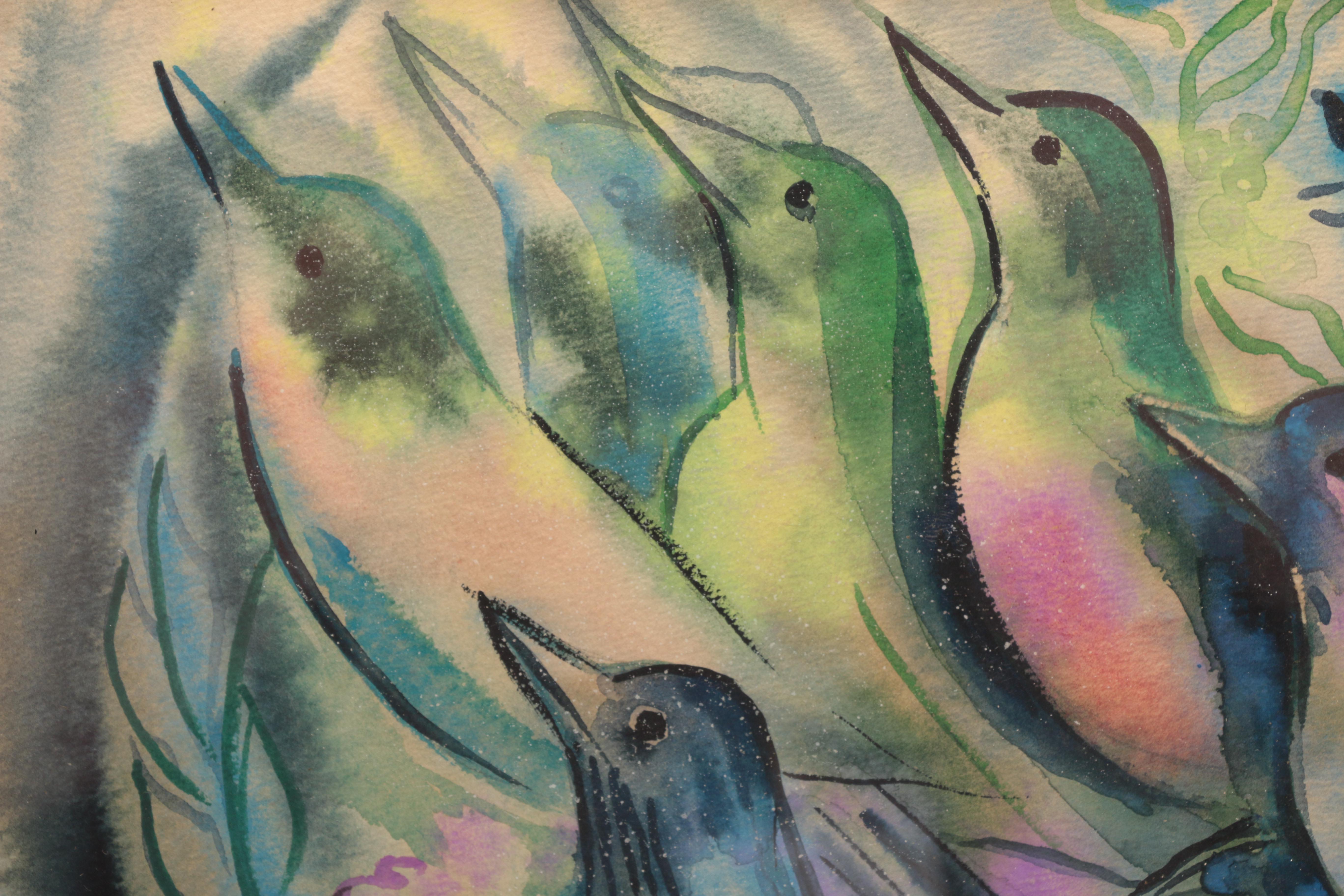 Martha Lorimer Fauntleroy Watercolor Painting "The Birds"
