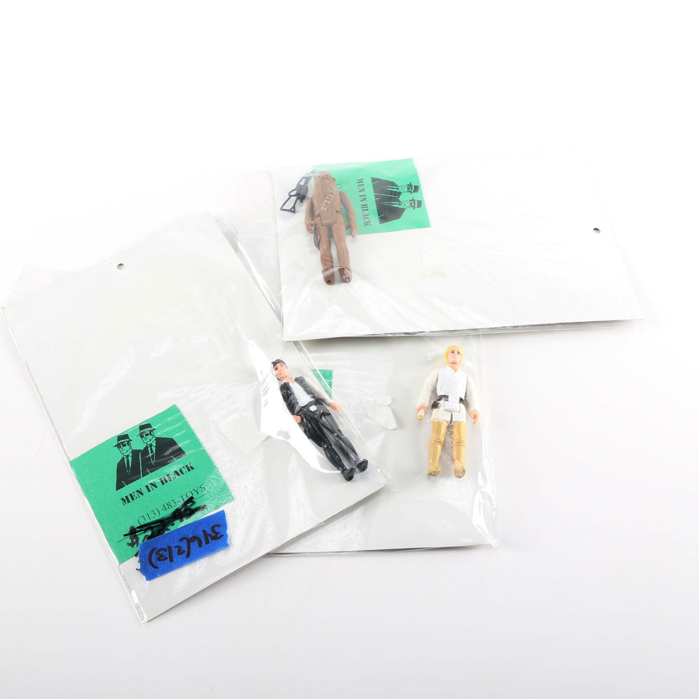 "Star Wars" Han Solo, Luke Skywalker, and Chewbacca Figures
