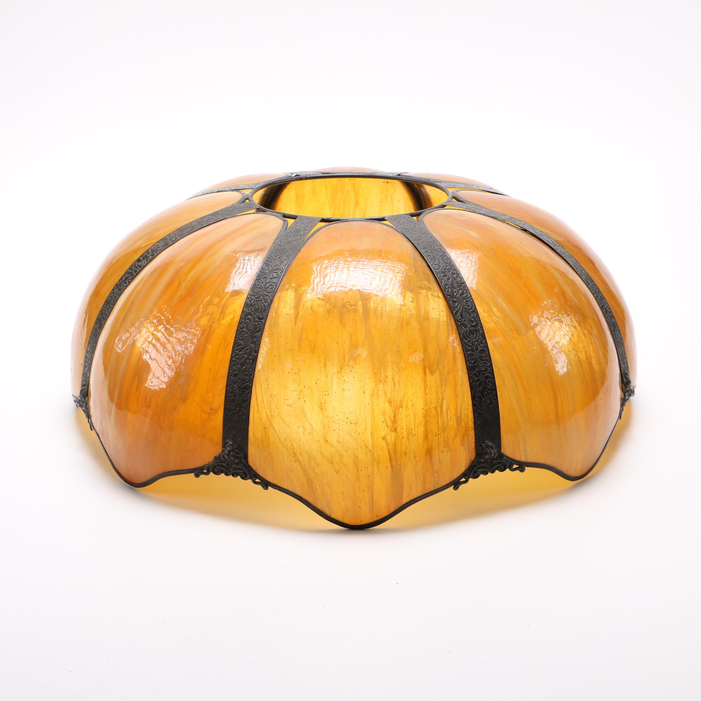 Vintage Amber Slag Glass Lamp Shade