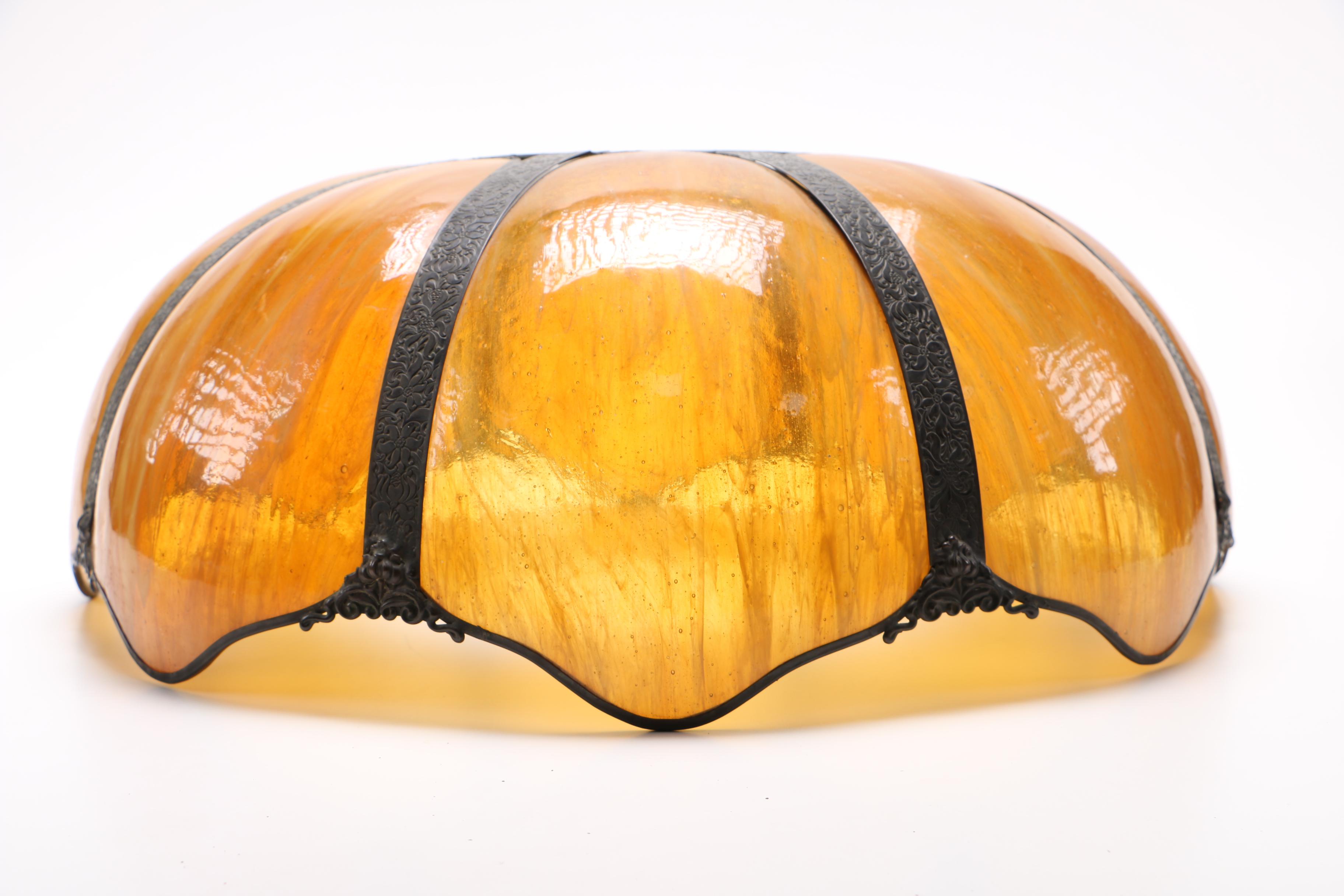 Vintage Amber Slag Glass Lamp Shade