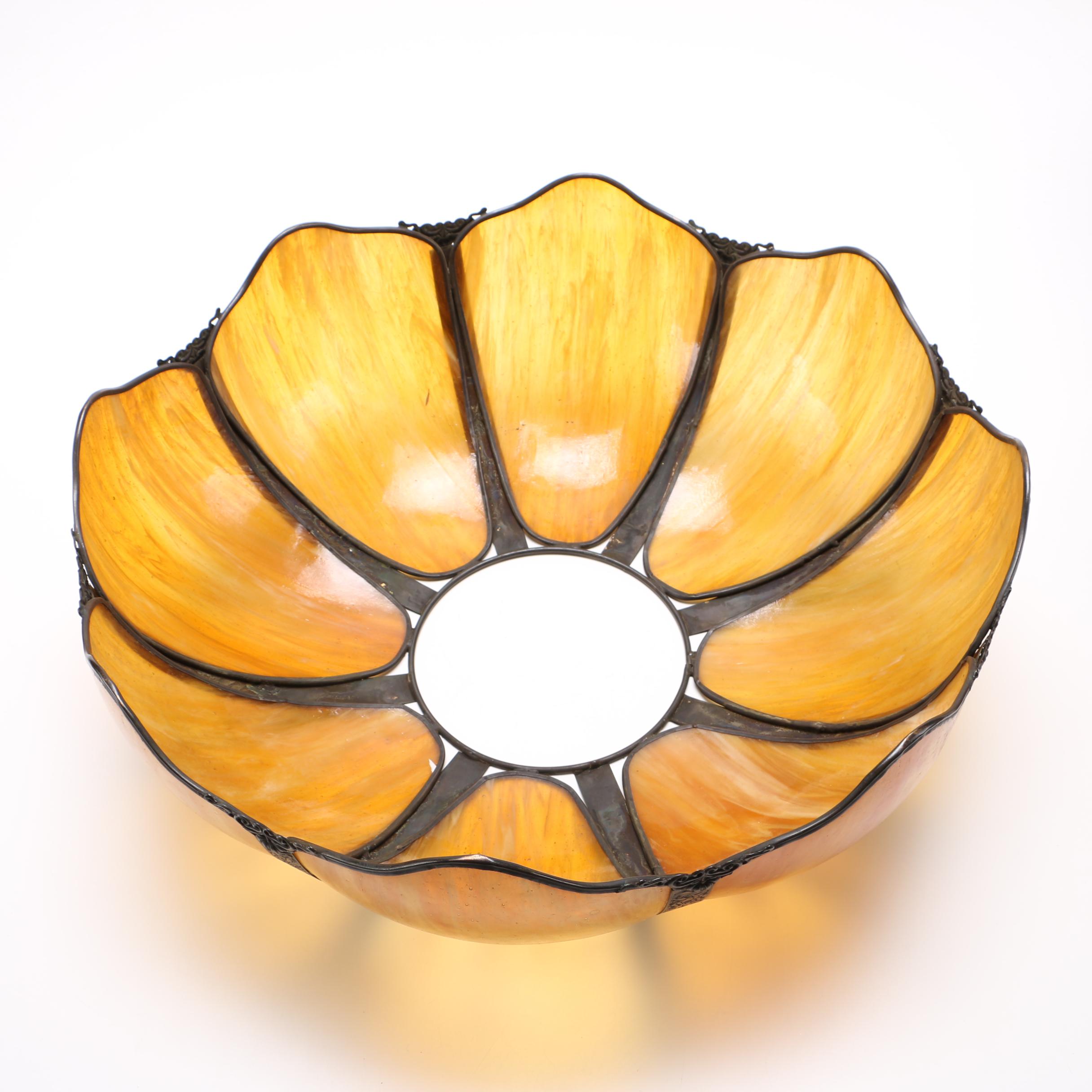 Vintage Amber Slag Glass Lamp Shade