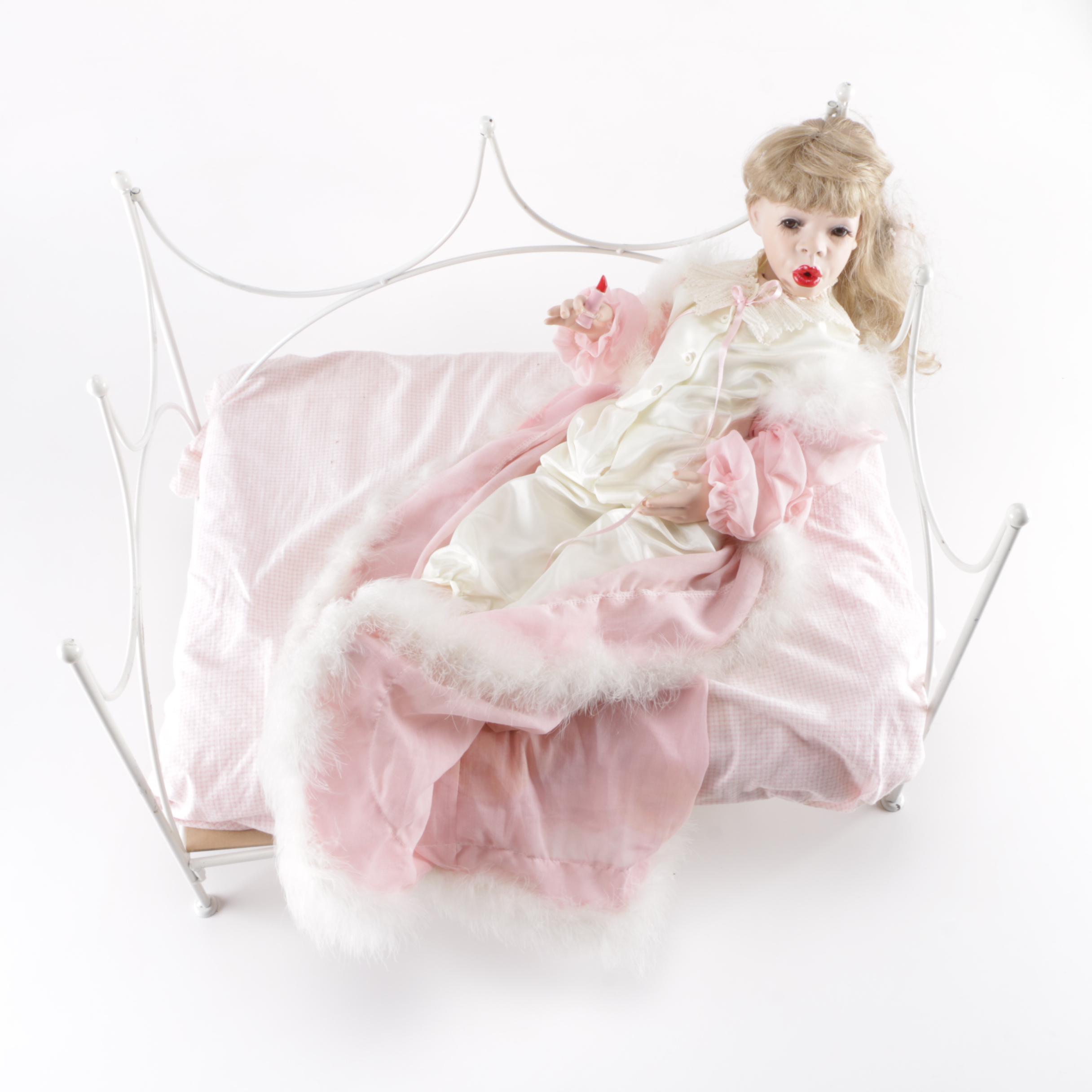 Martha Roberts Porcelain Doll With Red Lipstick