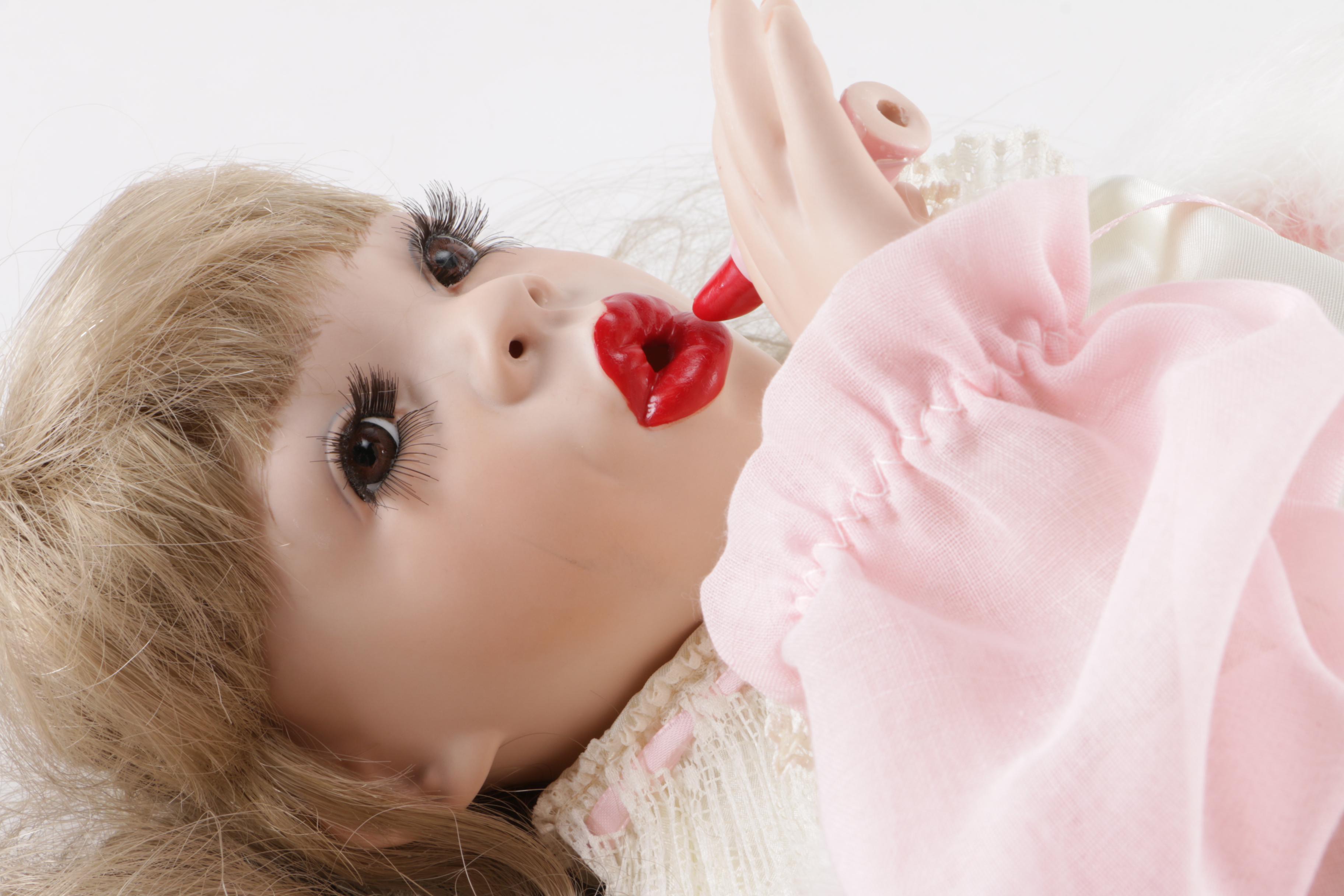 Martha Roberts Porcelain Doll With Red Lipstick