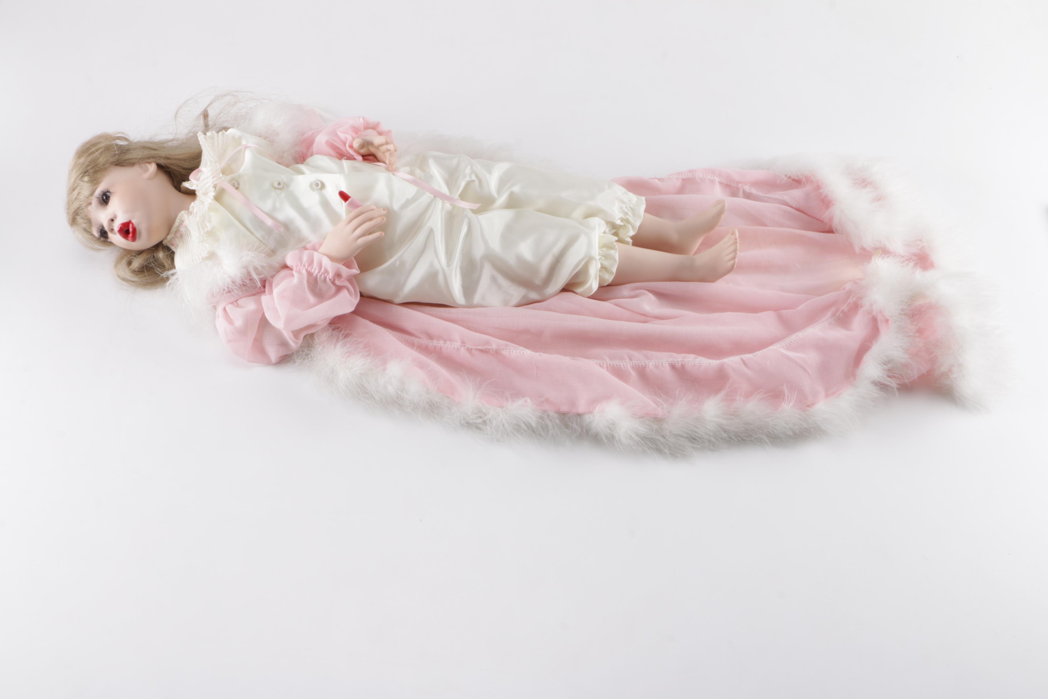 Martha Roberts Porcelain Doll With Red Lipstick