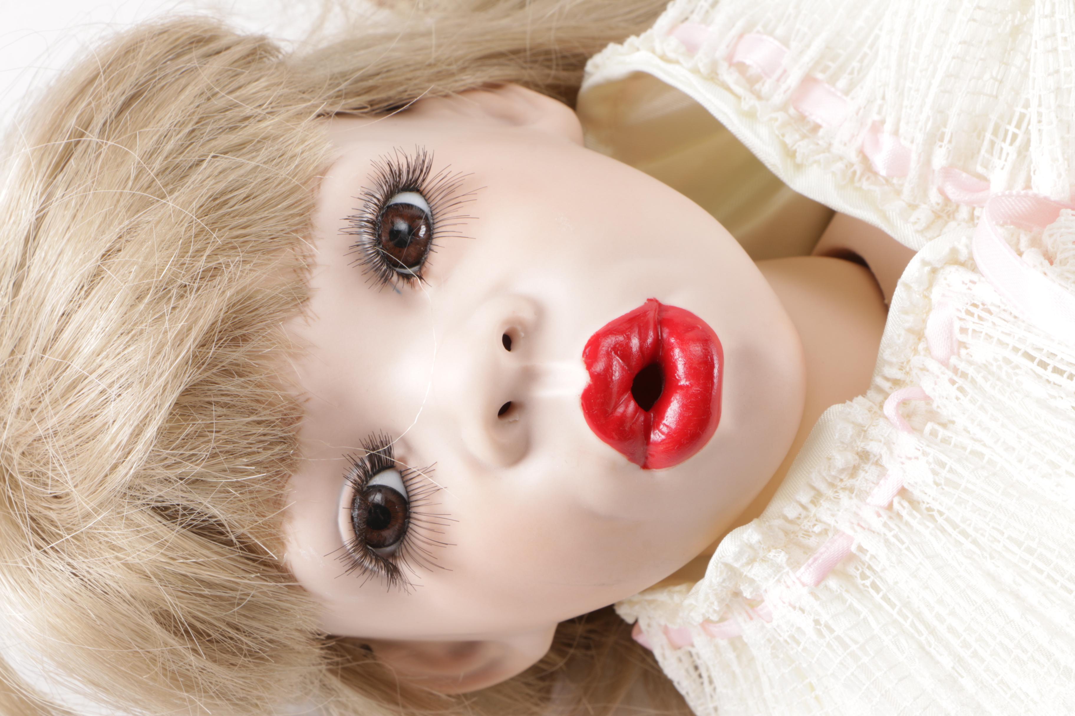 Martha Roberts Porcelain Doll With Red Lipstick